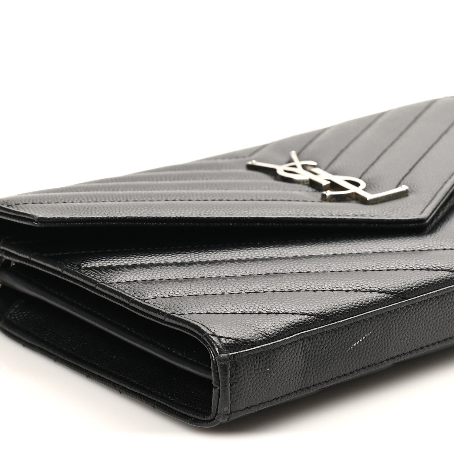 Grain De Poudre Matelasse Chevron Monogram Chain Wallet Black