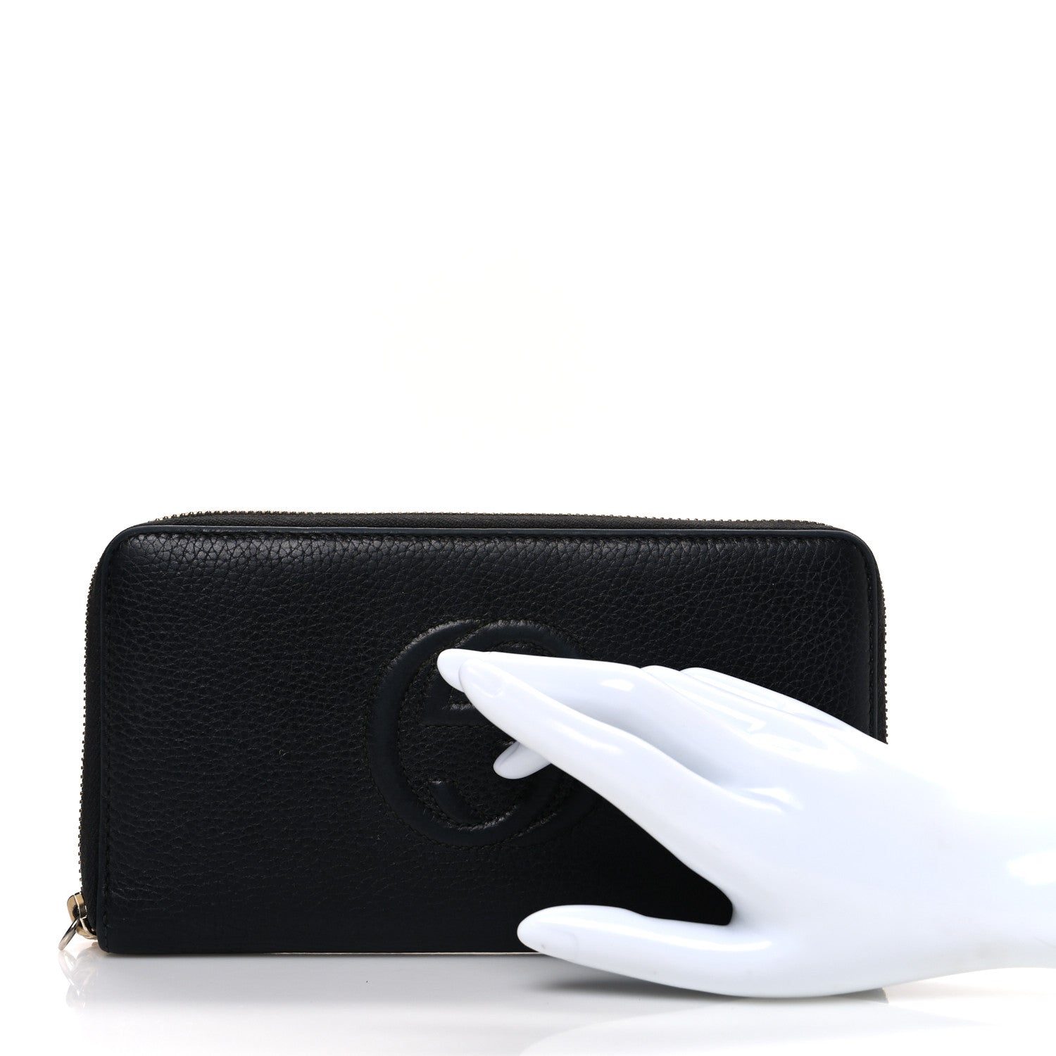 Pebbled Calfskin Soho Zip Around Wallet Black