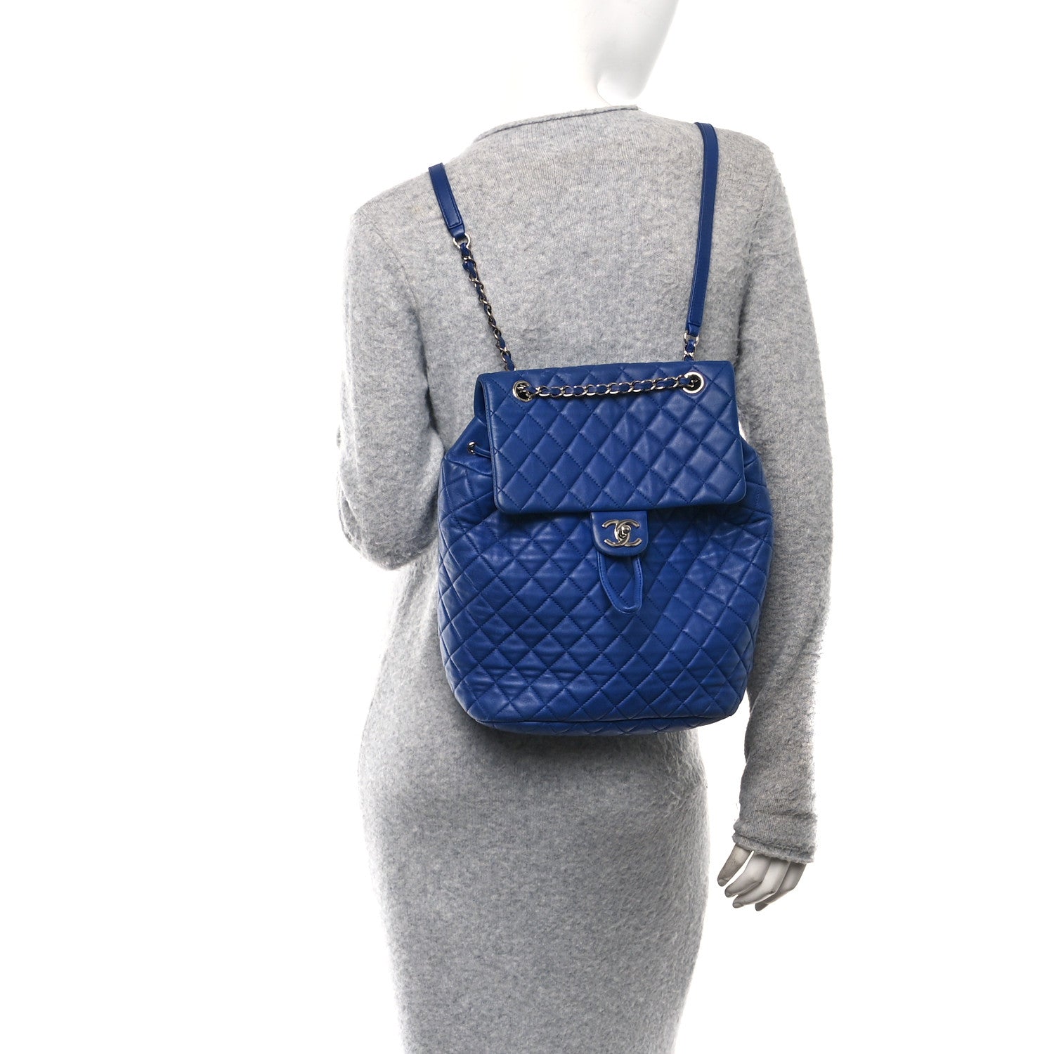Lambskin Quilted Large Urban Spirit Backpack Blue