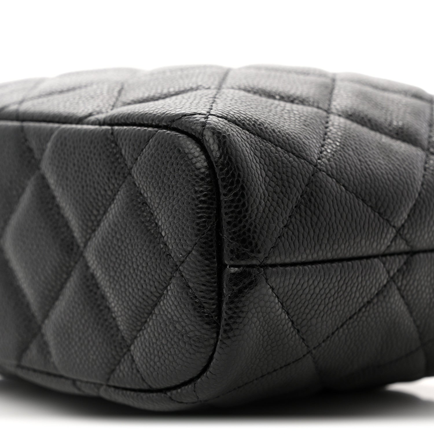 Caviar Quilted Hobo Clutch With Chain  Black