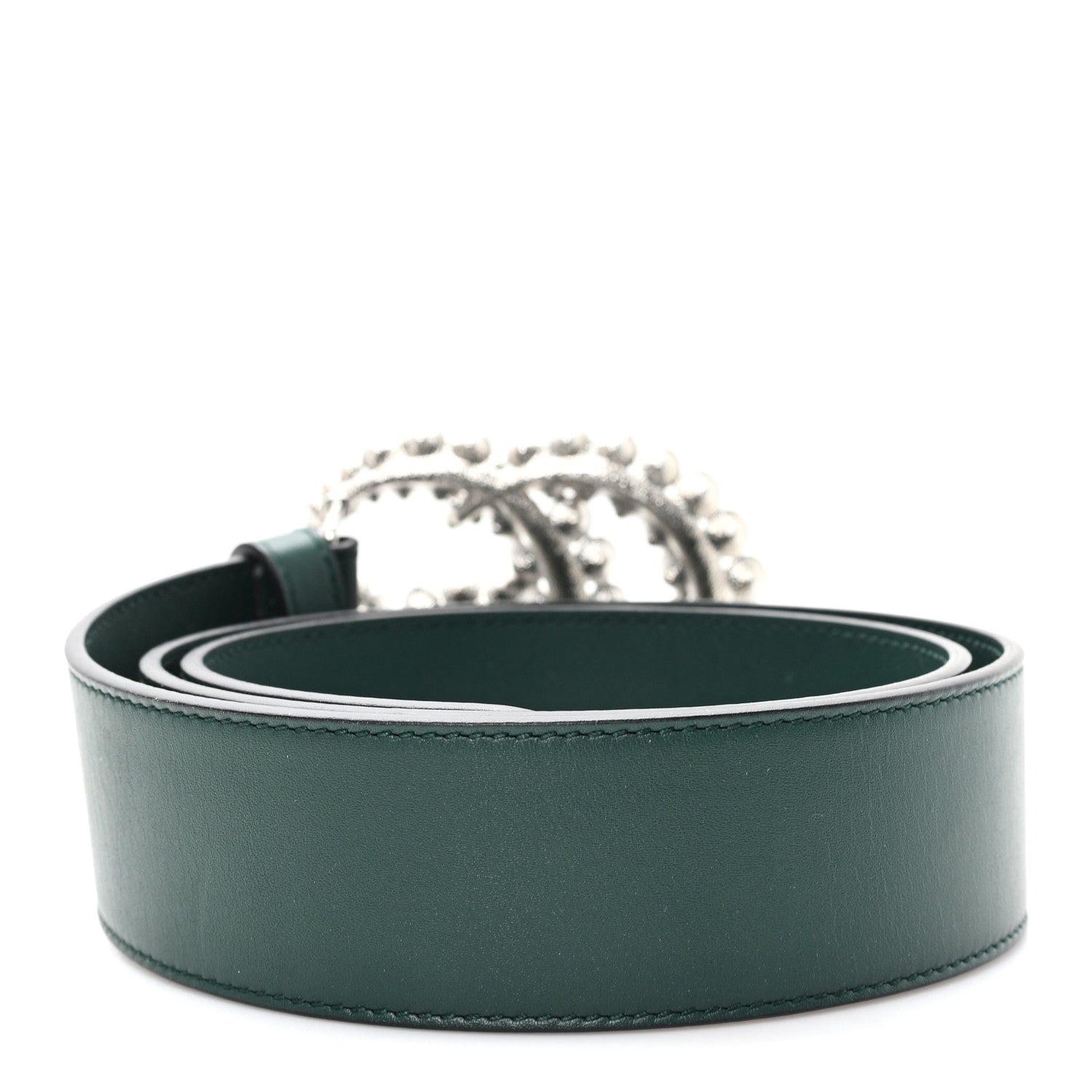 Calfskin Crystal Double G 40mm Belt 80 32 Emerald