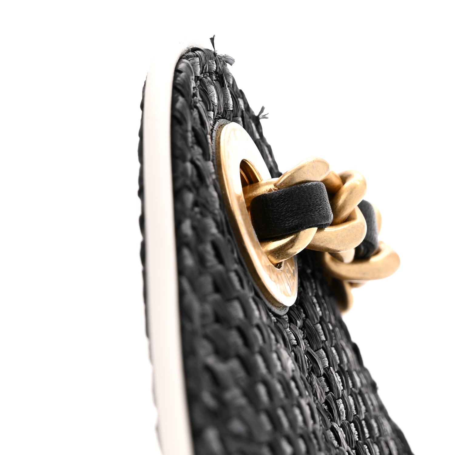 Braided Raffia Calfskin Mini Chanel 25 Handbag Black White