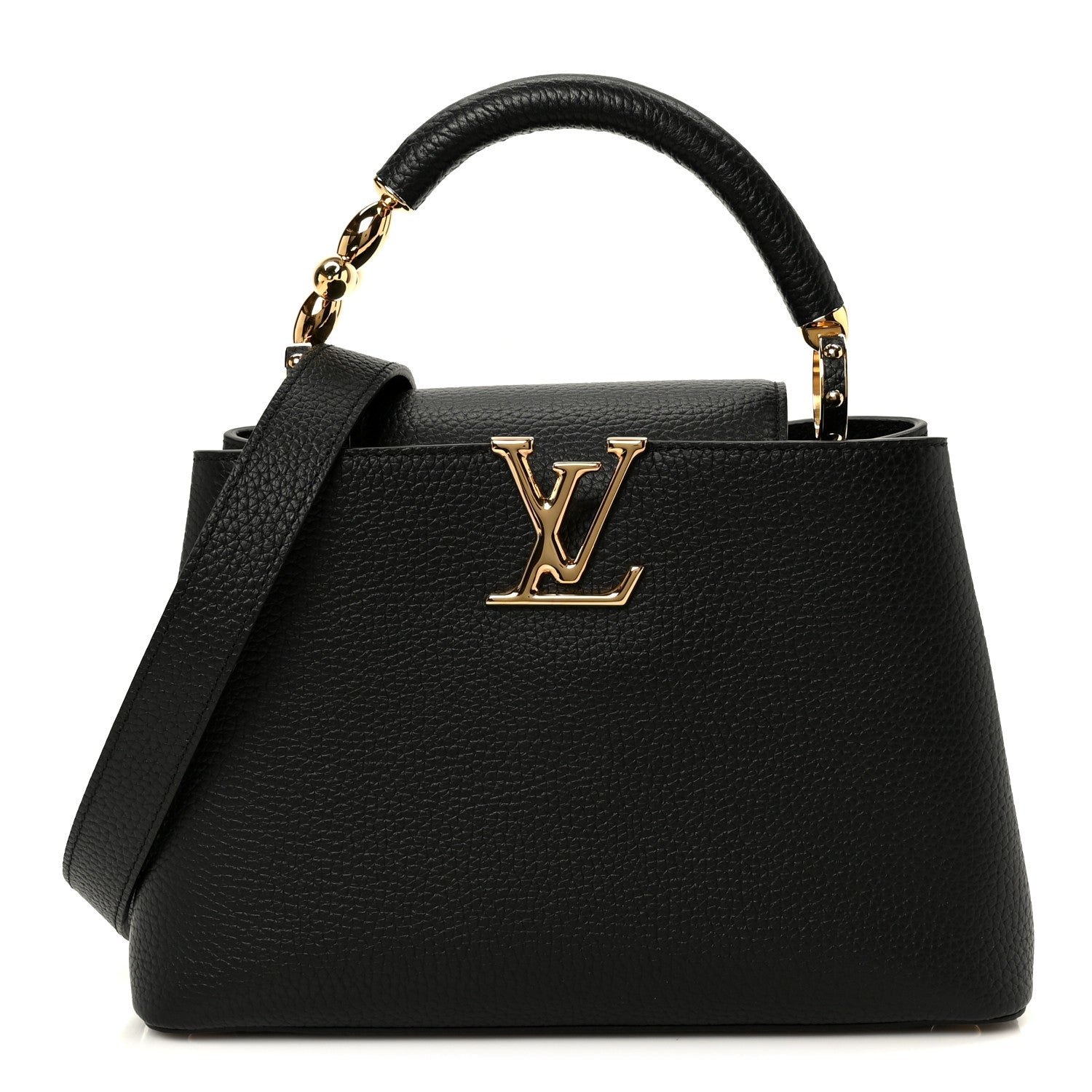 Taurillon Embellished Flower Handle Capucines BB  Black