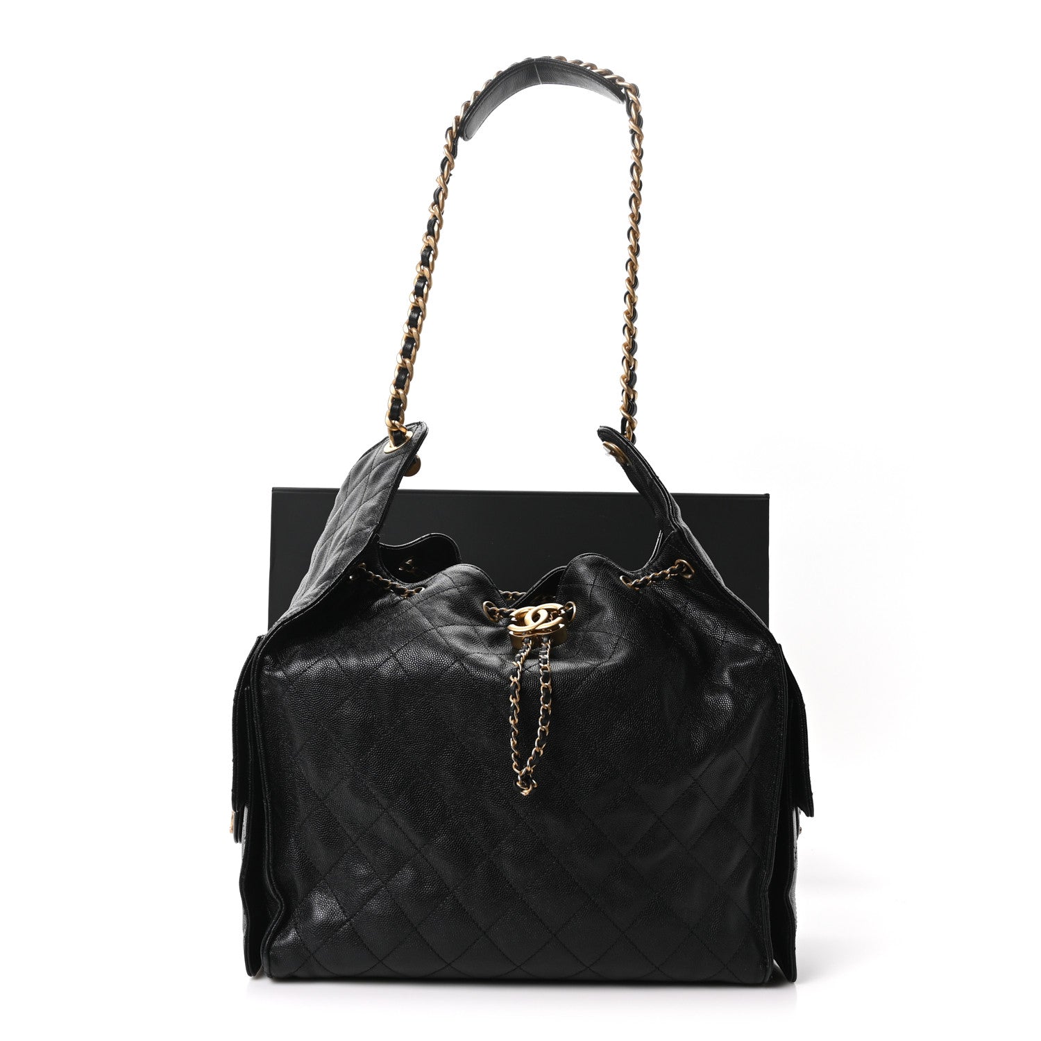 Caviar Quilted Medium Chanel 25 Handbag Black