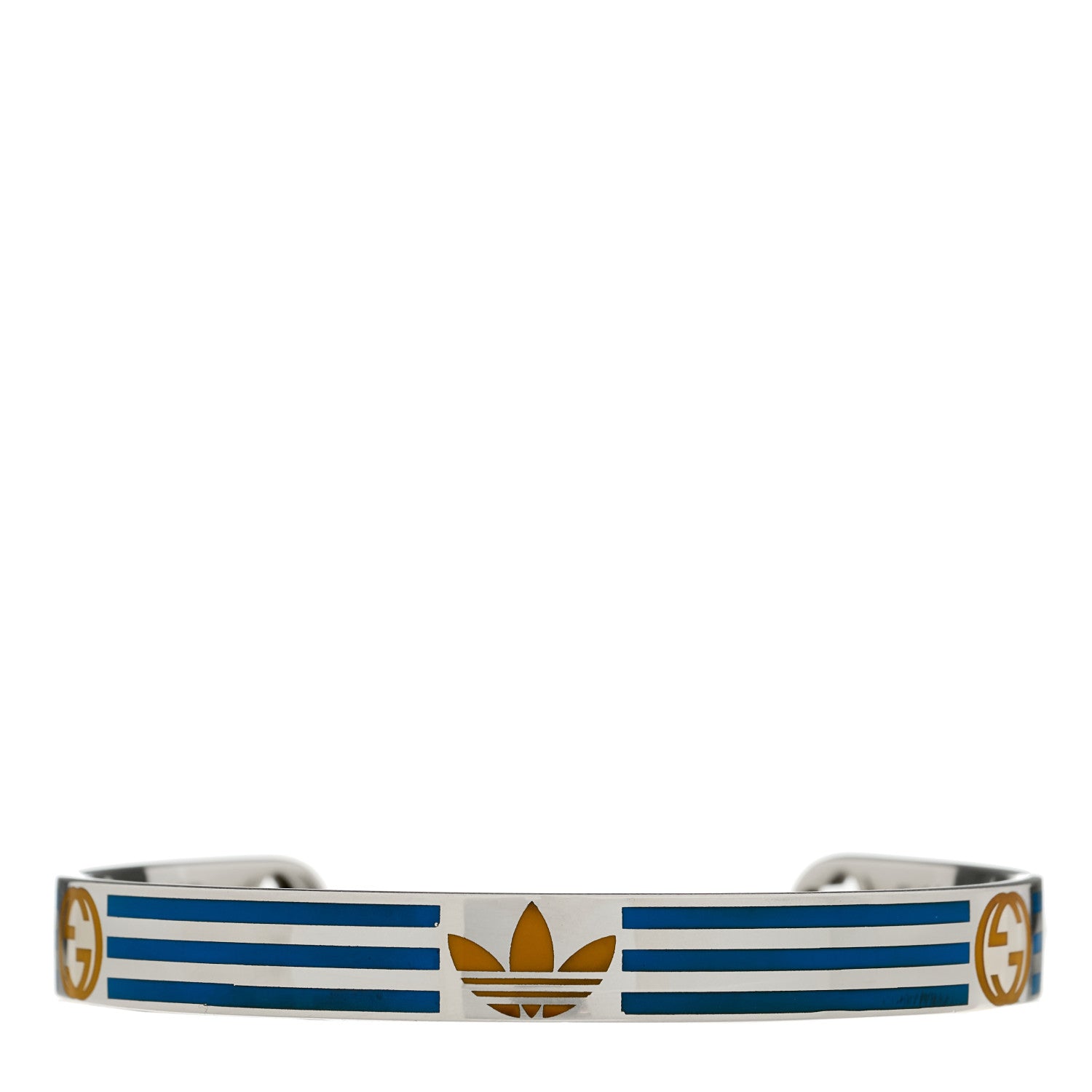 X ADIDAS Sterling Silver Enamel Cuff Bracelet 18 Yellow Blue