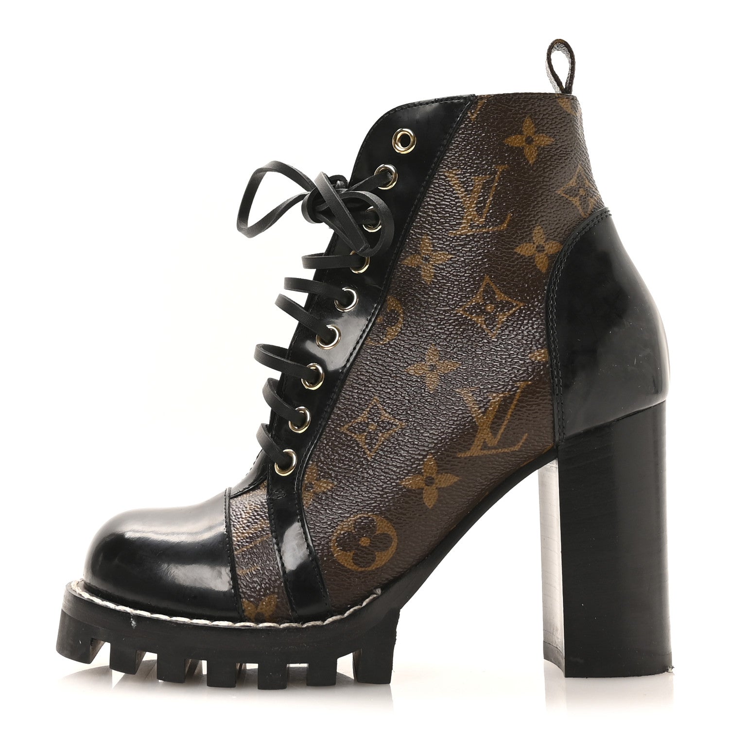 Patent Calfskin Monogram Star Trail Ankle Boots 36 Black