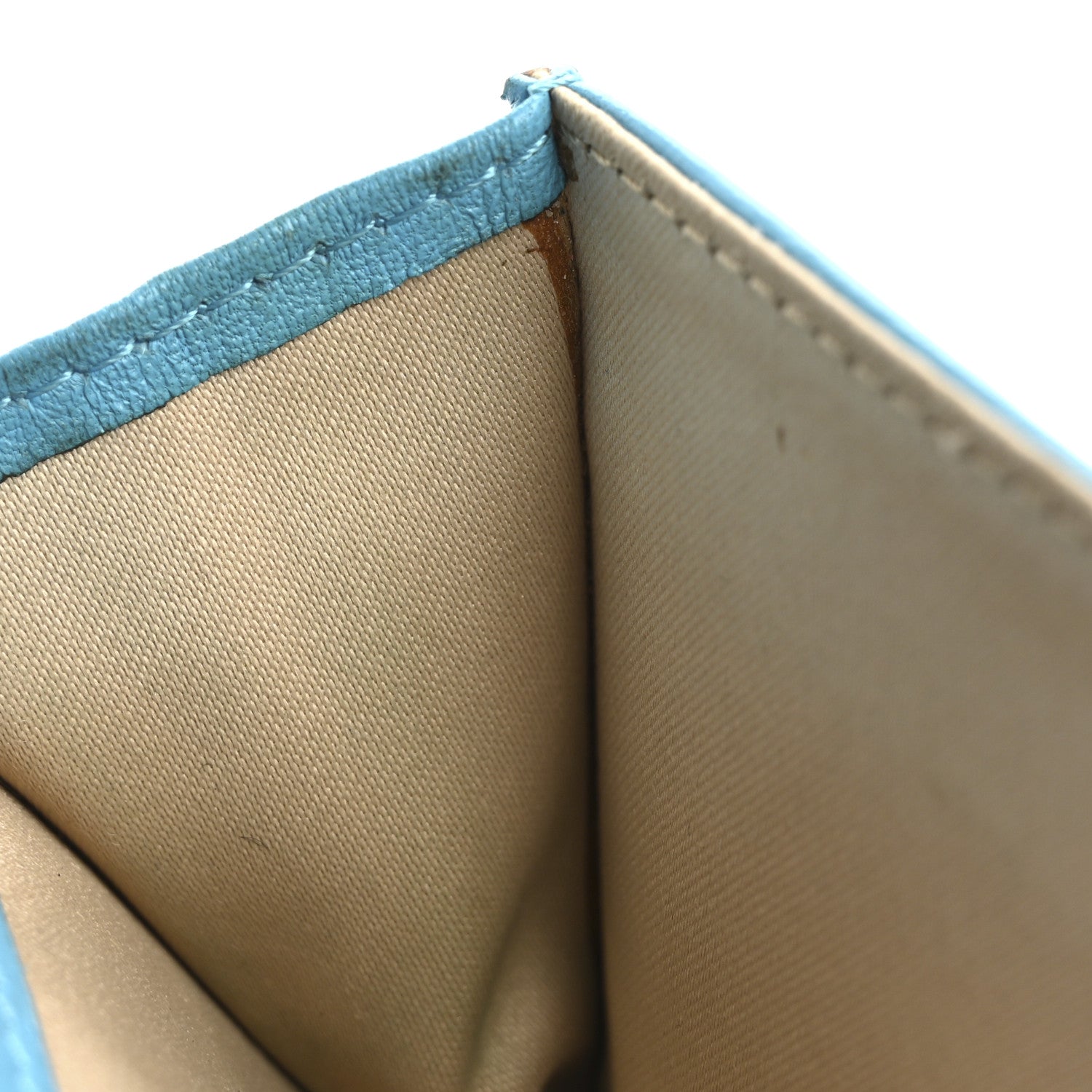 Lambskin Camellia Embossed Flap Card Holder Blue