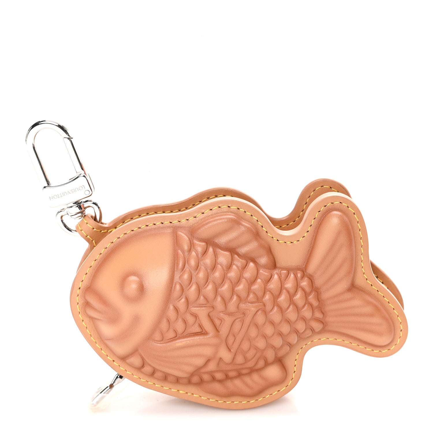 Calfskin Monogram LV Taiyaki Bag Charm Beige