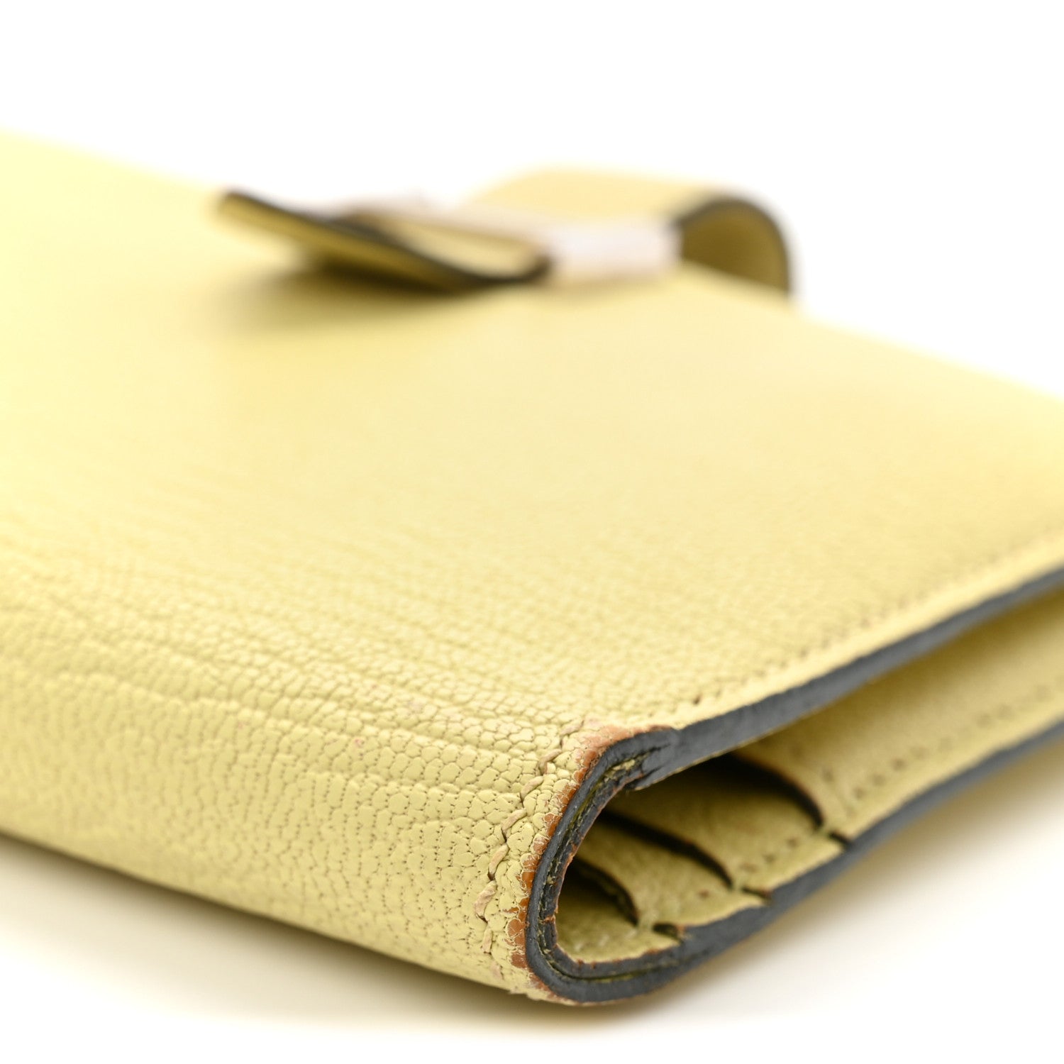 Chevre Mysore Bearn Card Holder Wallet Jaune Bourgeon