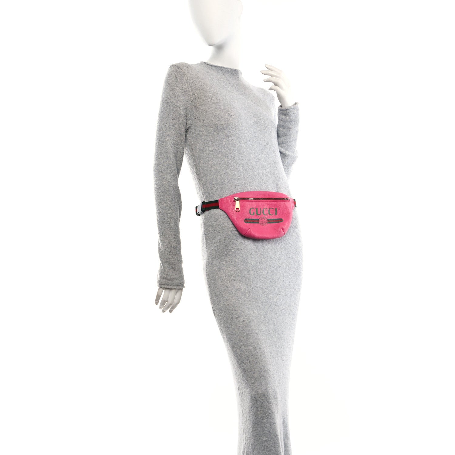 Grained Calfskin Small Logo Belt Bag Box Pink Green