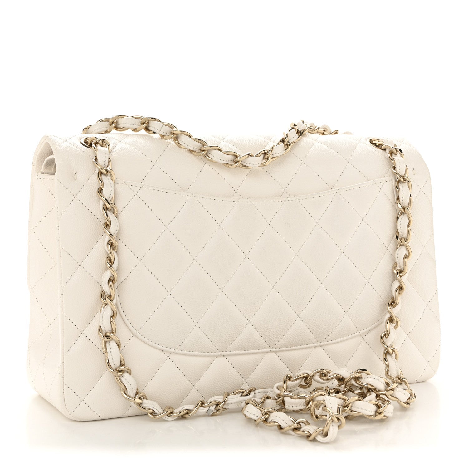 Caviar Quilted Jumbo Double Flap White