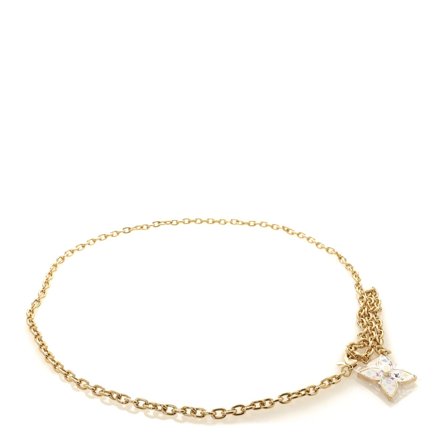 LV x TM Monogram Multicolor Chain Belt White