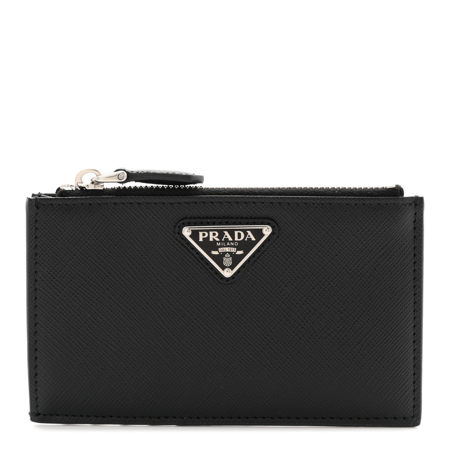 Saffiano Triangle Zip Card Case Black