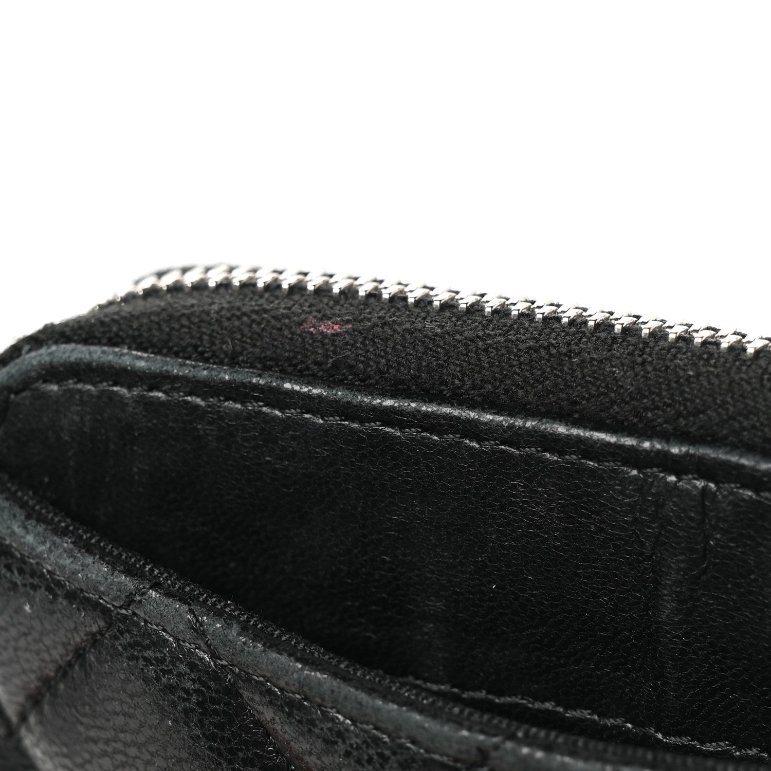 Lambskin Quilted Zip Coin Purse Black