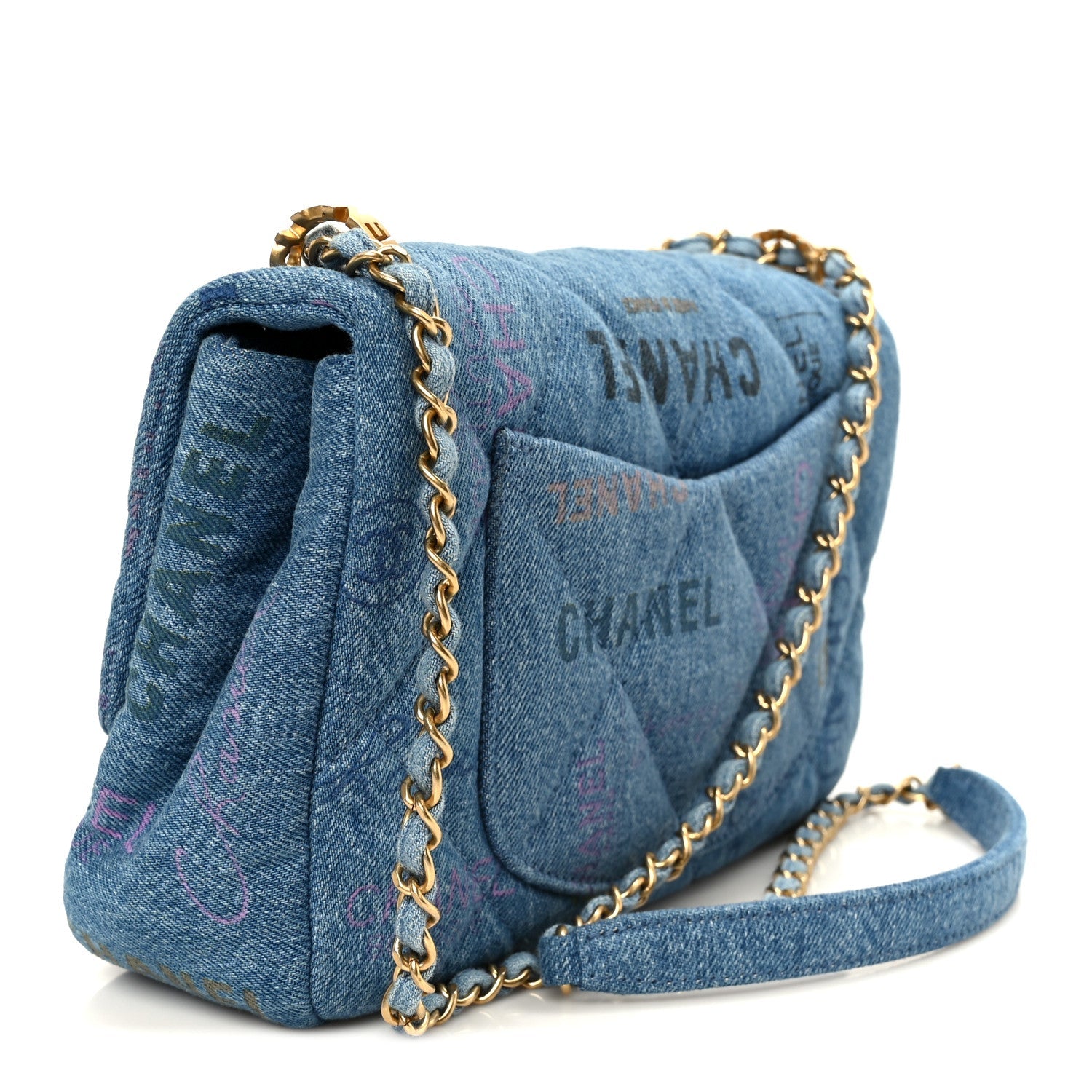 Denim Quilted Denim Large Mood Flap Blue Multicolor