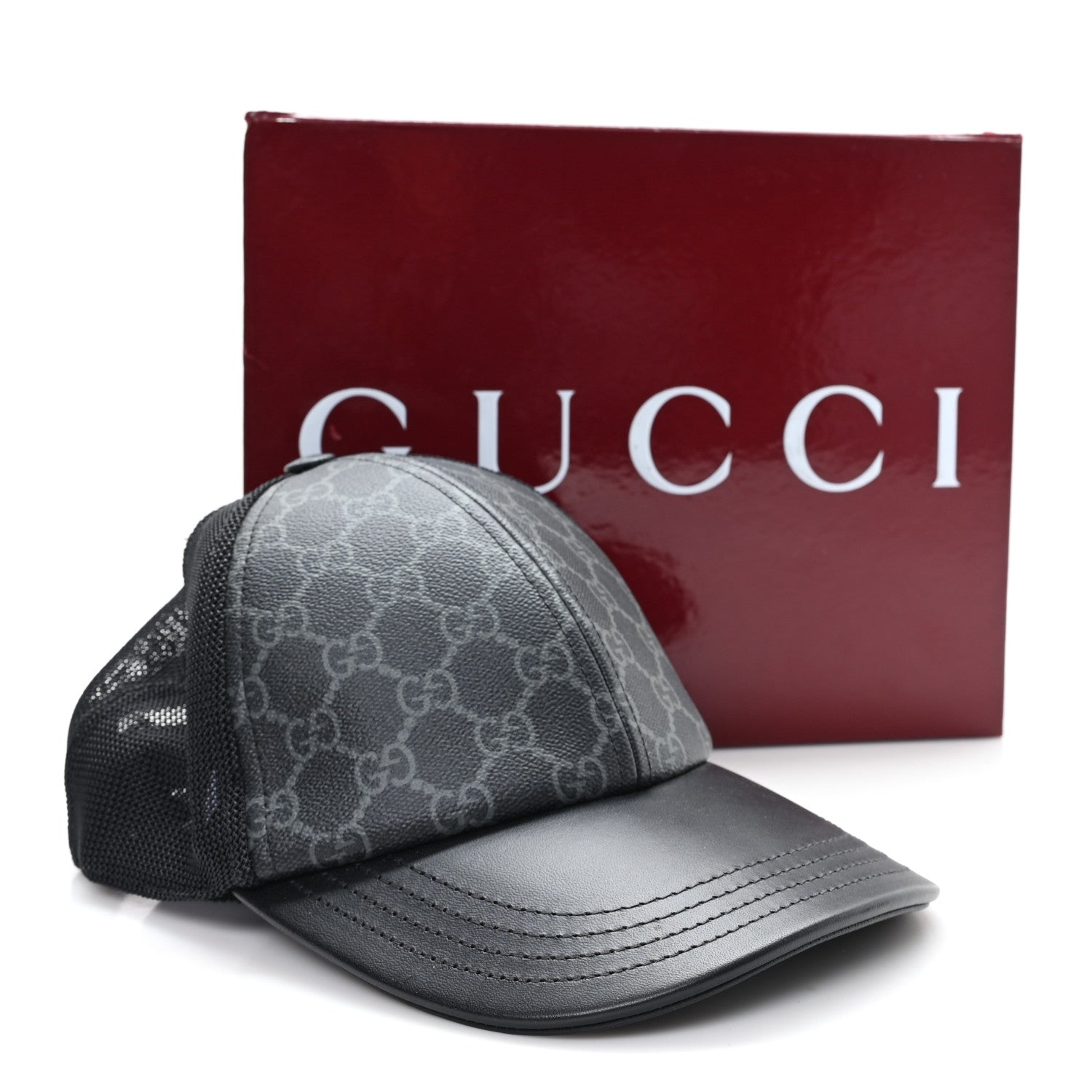 GG Supreme Monogram Baseball Hat M 58 Black