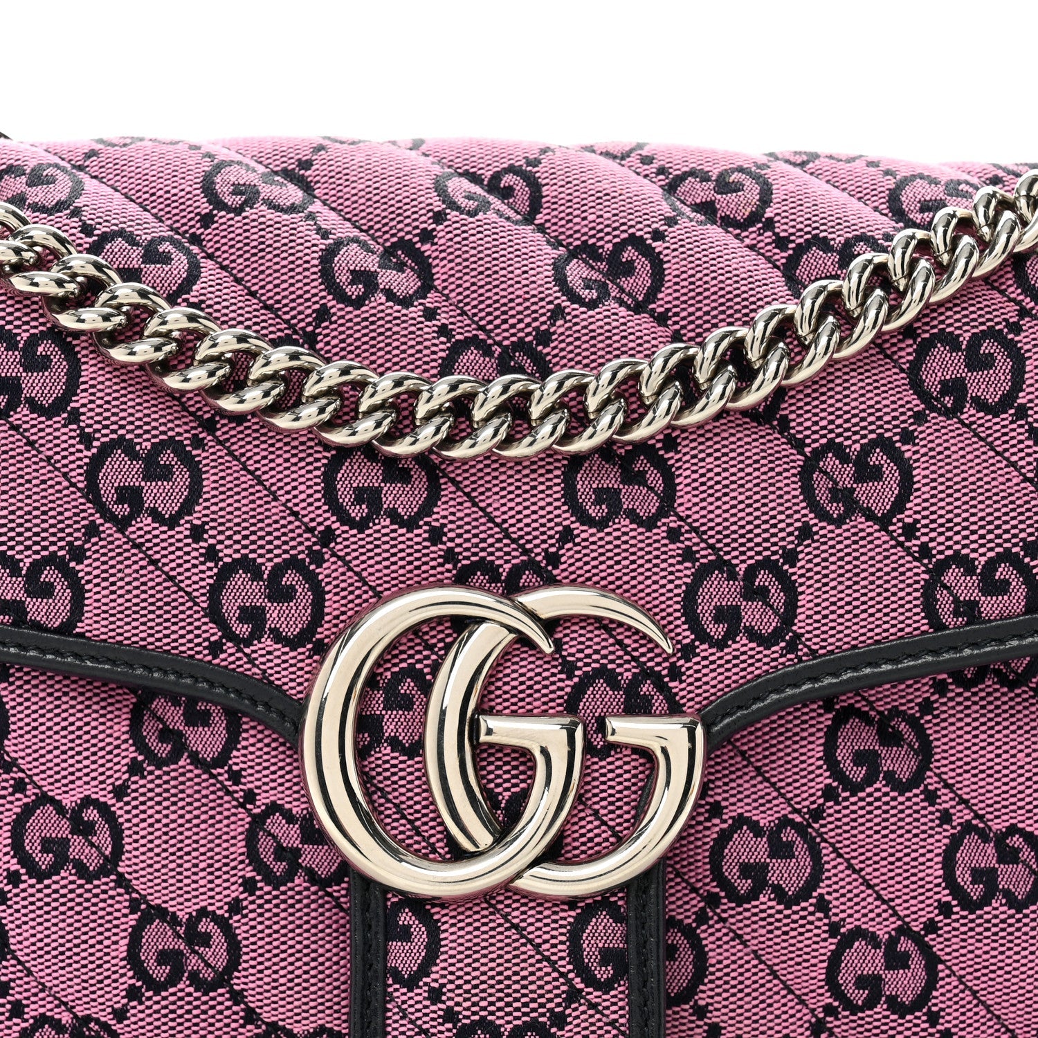 Monogram Multicolor Matelasse Diagonal Small GG Marmont Shoulder Bag Pink Blue