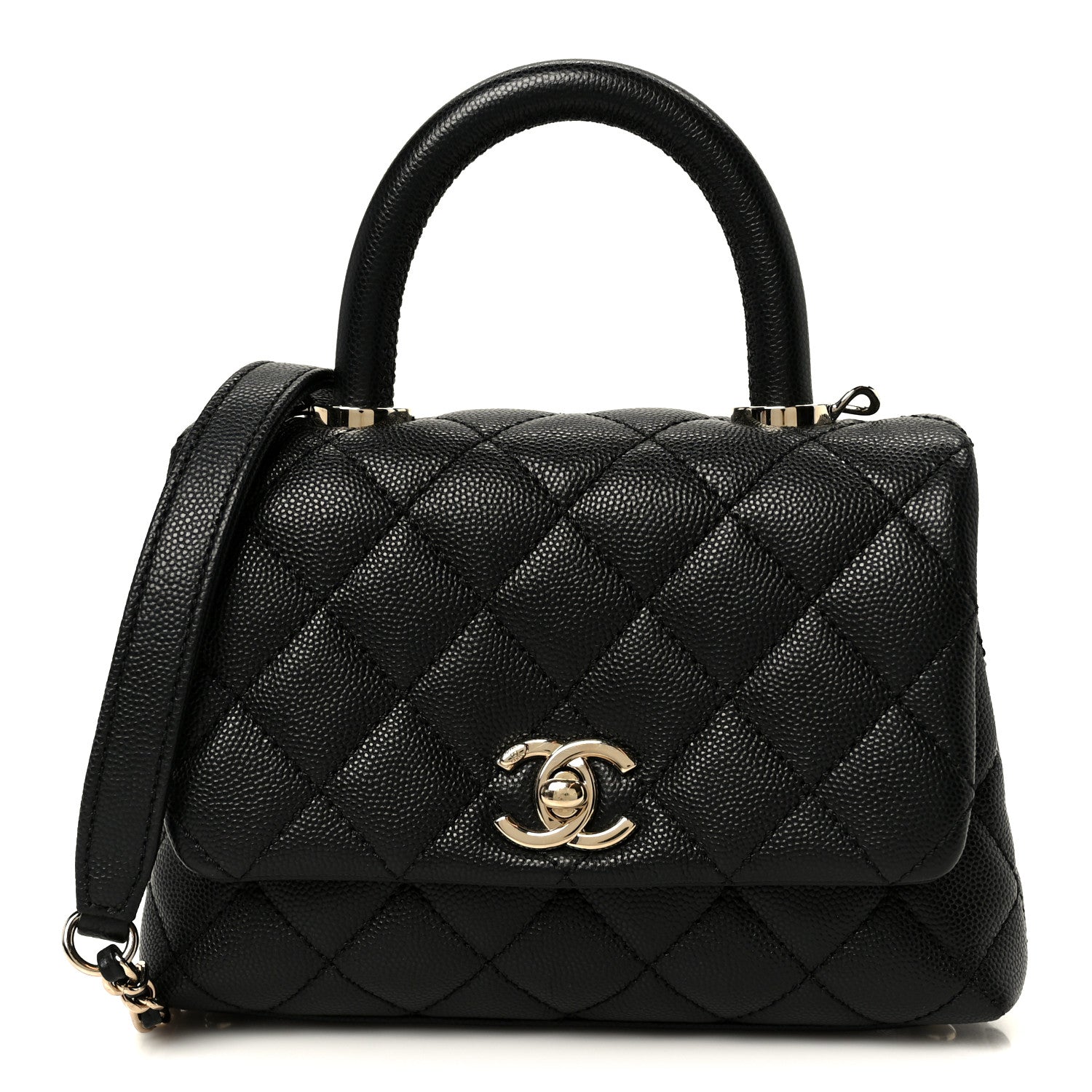 Caviar Quilted Extra Mini Coco Handle Flap Black