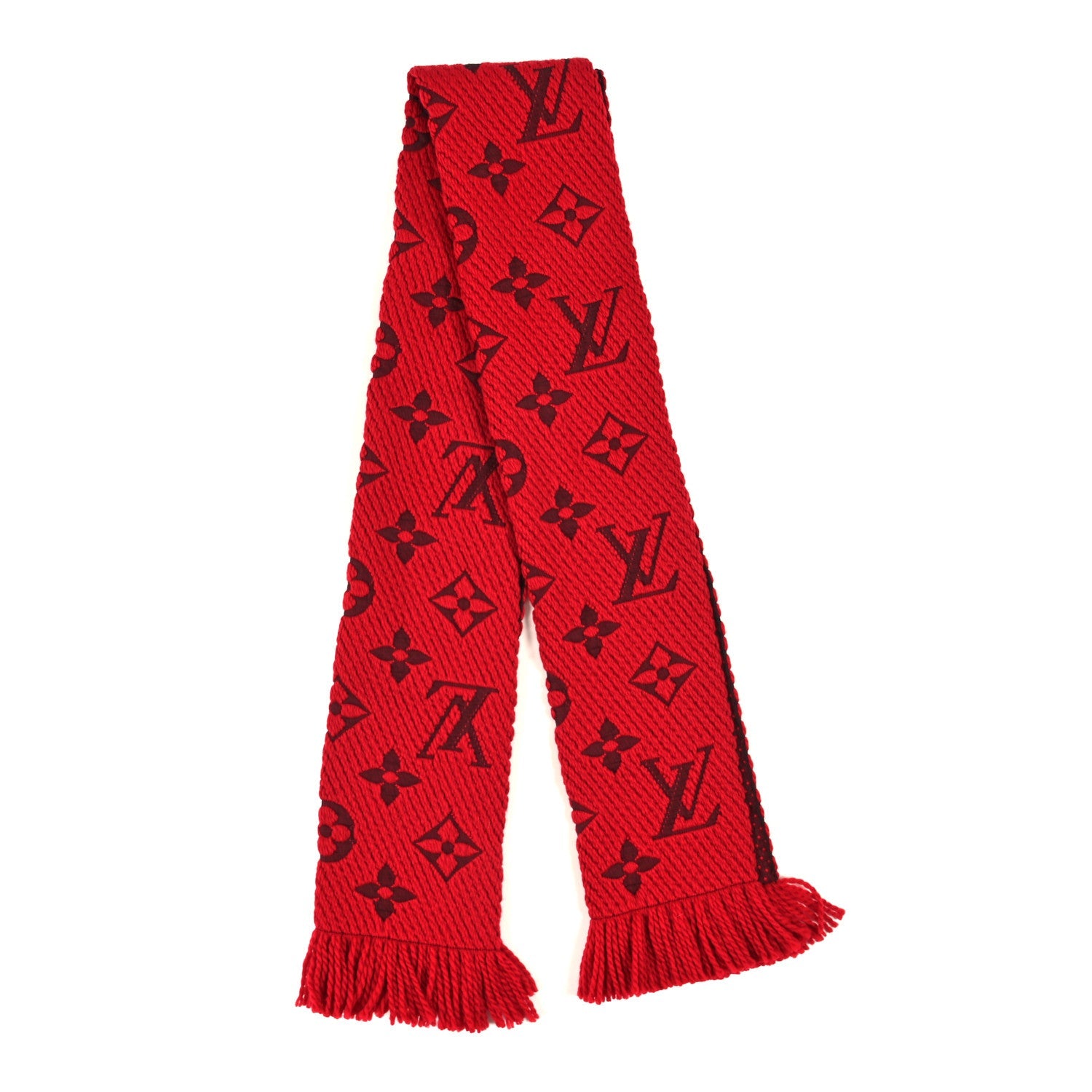 Wool Silk Logomania Scarf Rubis