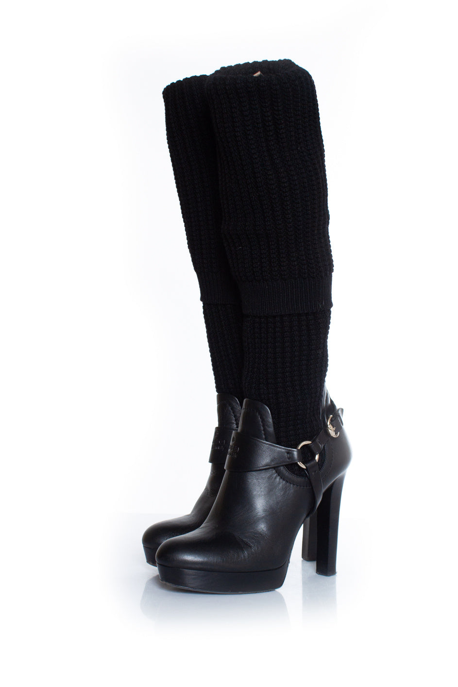 Women's Gucci Black over knee sock boots