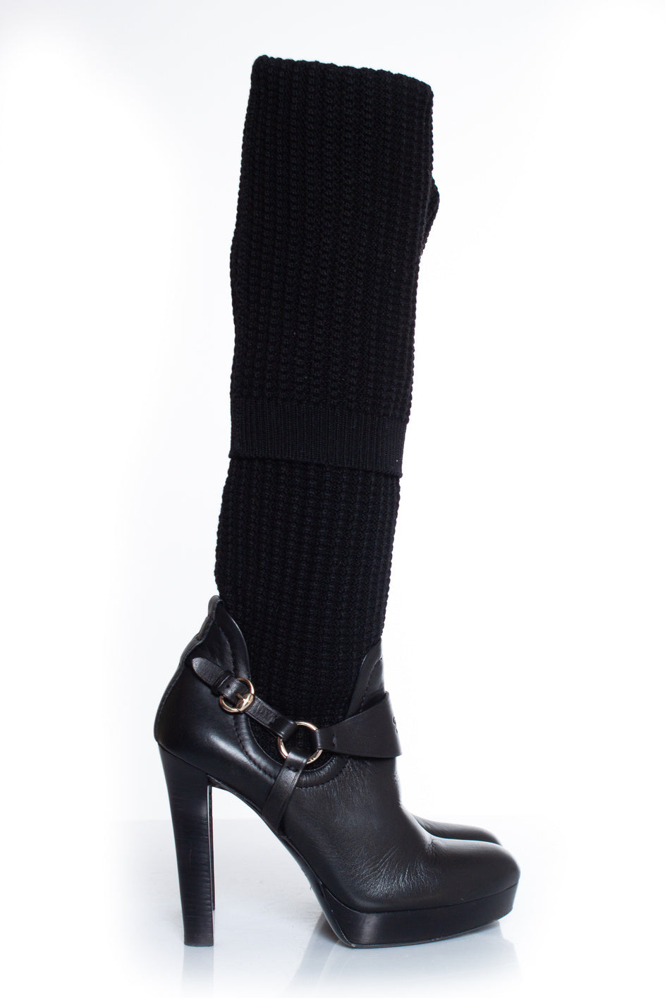 Women's Gucci Black over knee sock boots