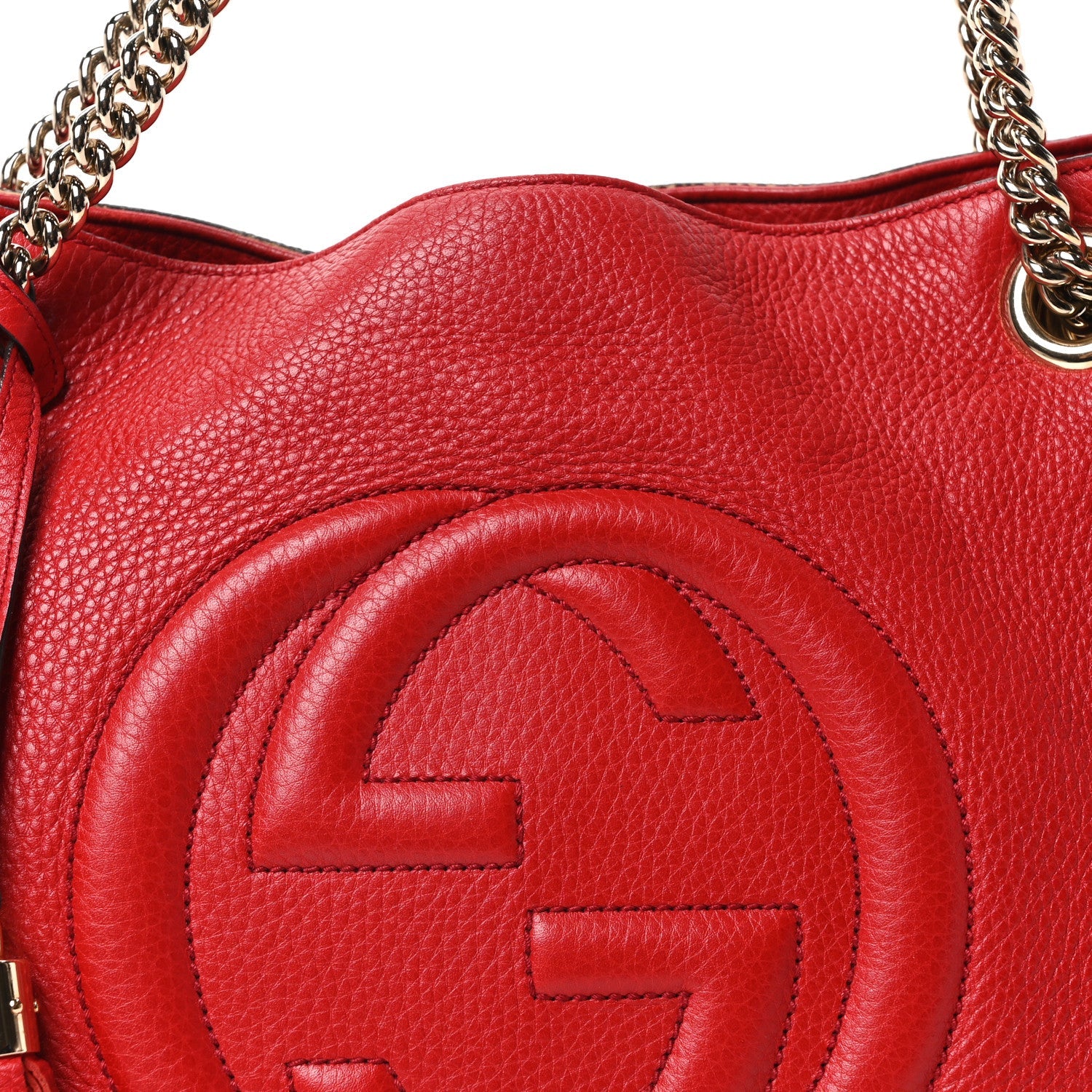 Pebbled Calfskin Medium Soho Chain Shoulder Bag Tabasco Red