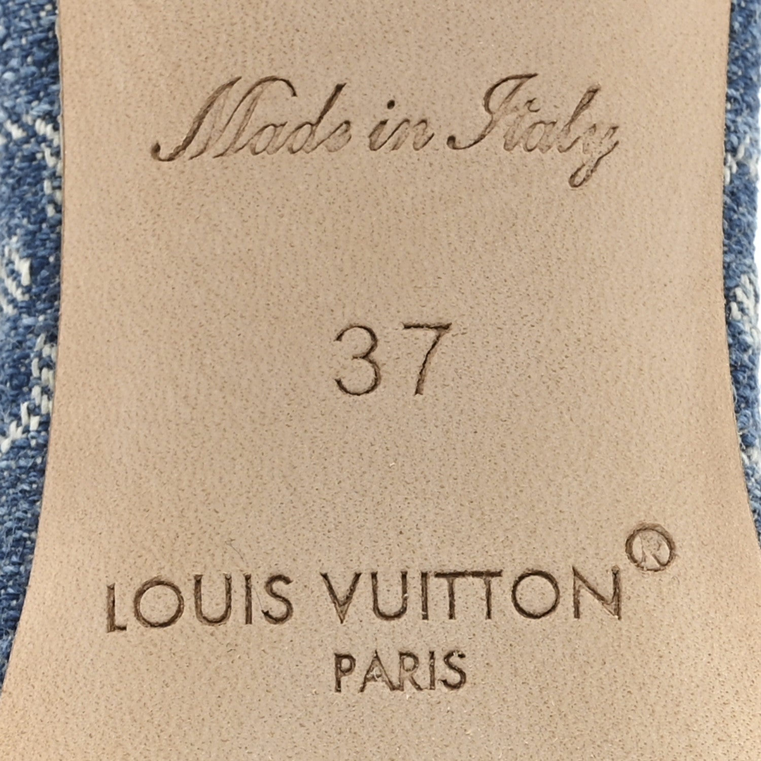 LV X TM Monogram Denim Cerises Lily Mules 37 Blue
