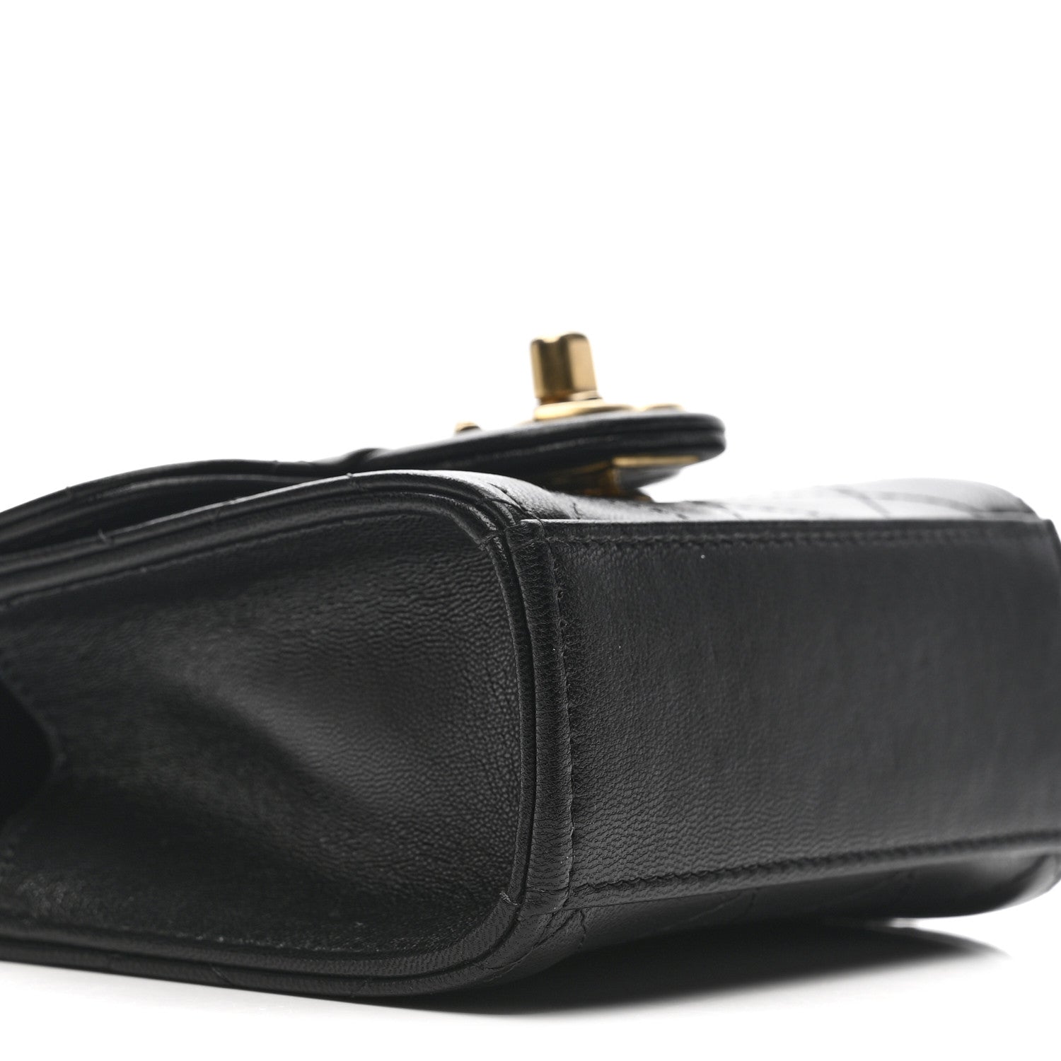 Goatskin Chic Pearls Clutch On Chain Black