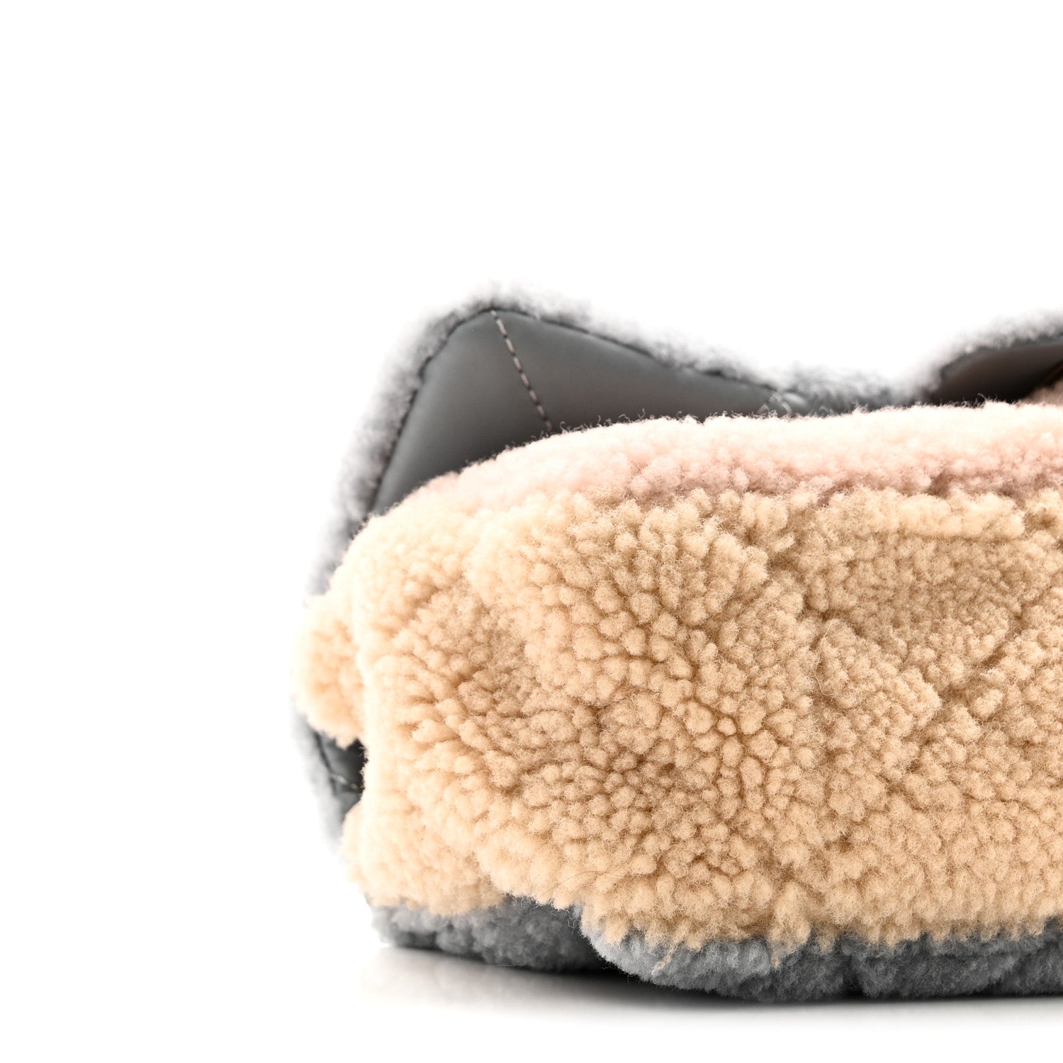 Shearling Sheepskin Single Flap Gray Pink Beige