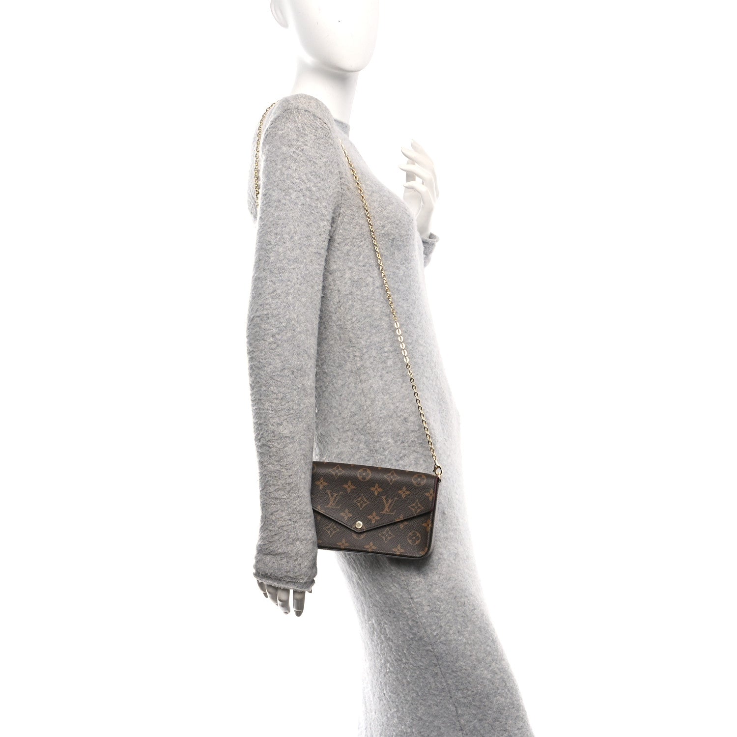 Monogram Pochette Felicie Chain Wallet Fuchsia