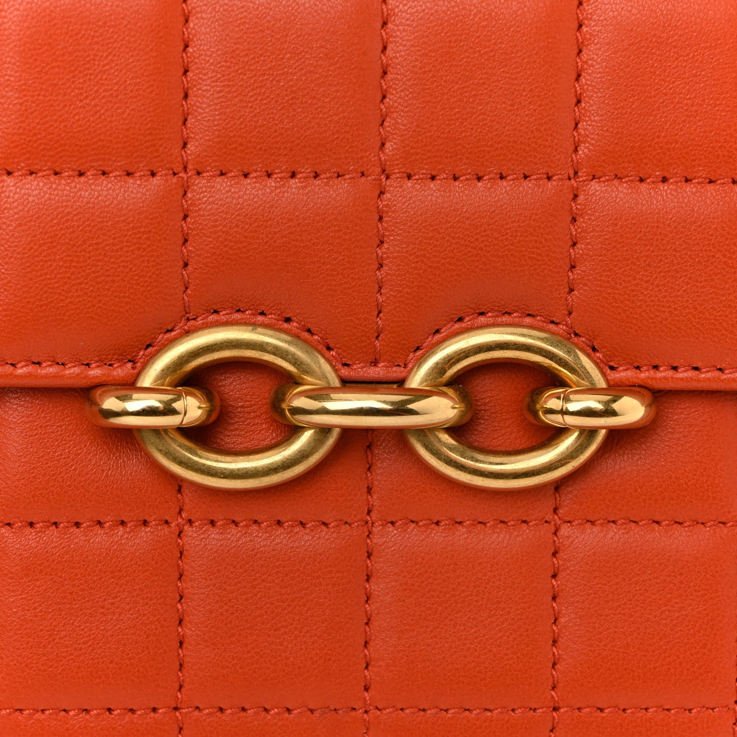 Lambskin Carre Quilted Le Maillon Satchel Orange