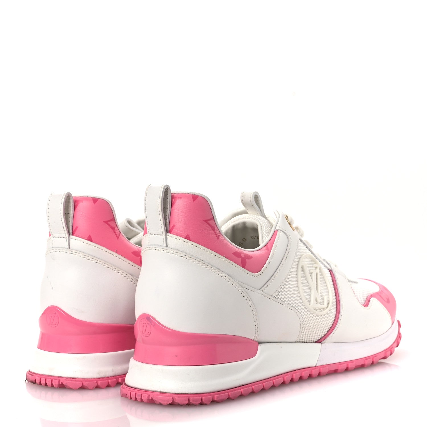 Calfskin Monogram Run Away Sneakers 38.5 White Pink