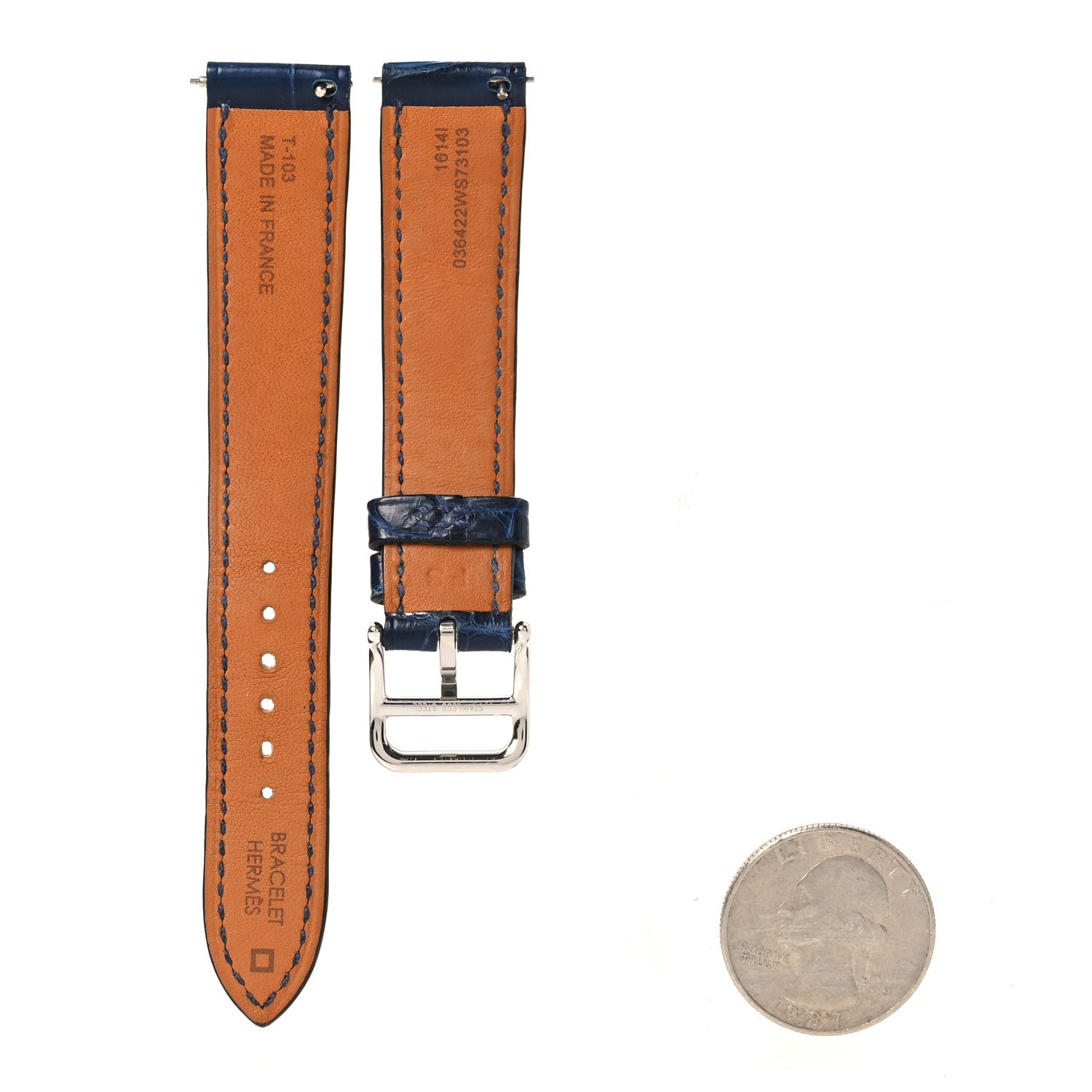Matte Alligator 25mm Heure H Hour Watch Strap Bleu Marine