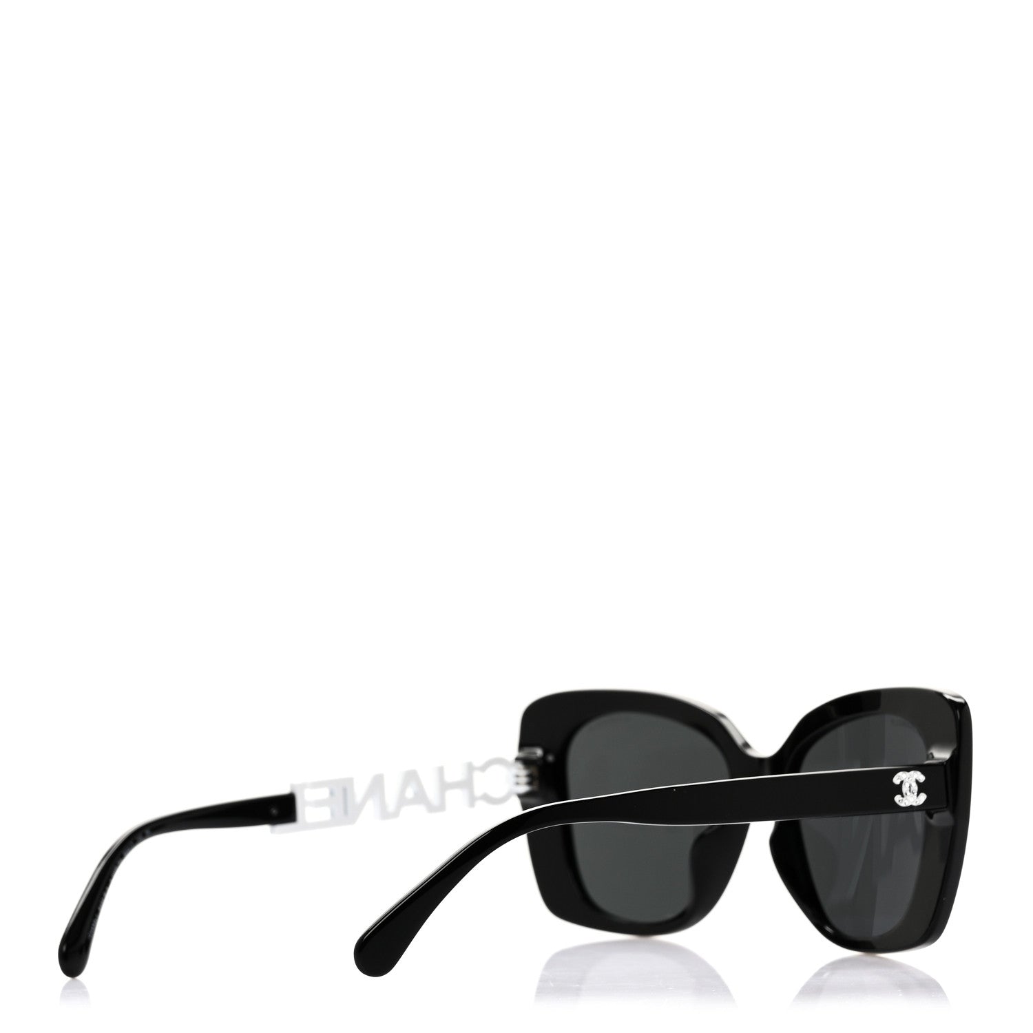Acetate Strass Square Sunglasses 5422-B-A Black White