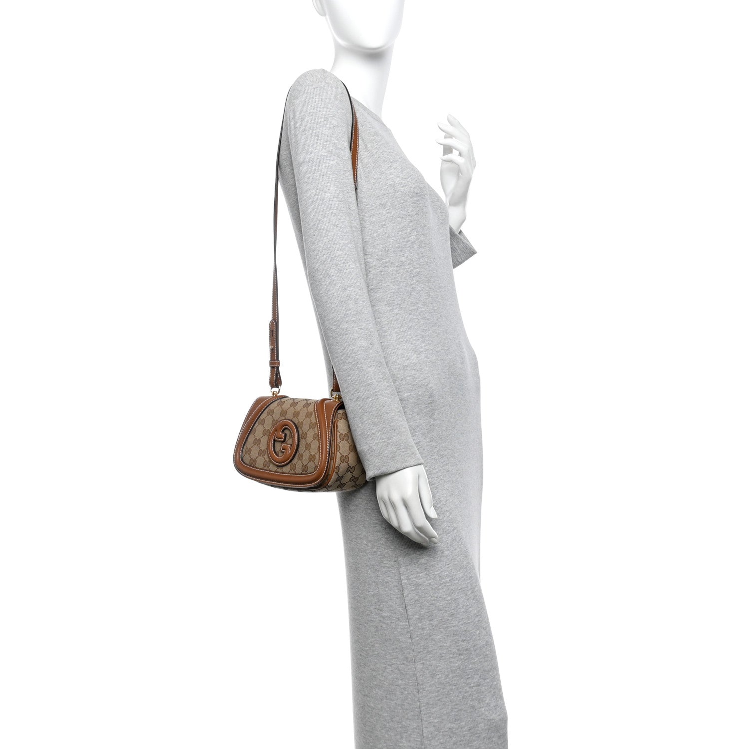 Monogram Calfskin Blondie Small Shoulder Bag Brown