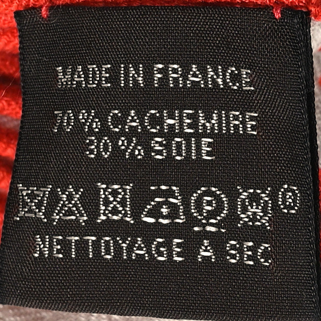 Cashmere Silk Brandebourgs Points Shawl 140 Naturel Black Vermillon