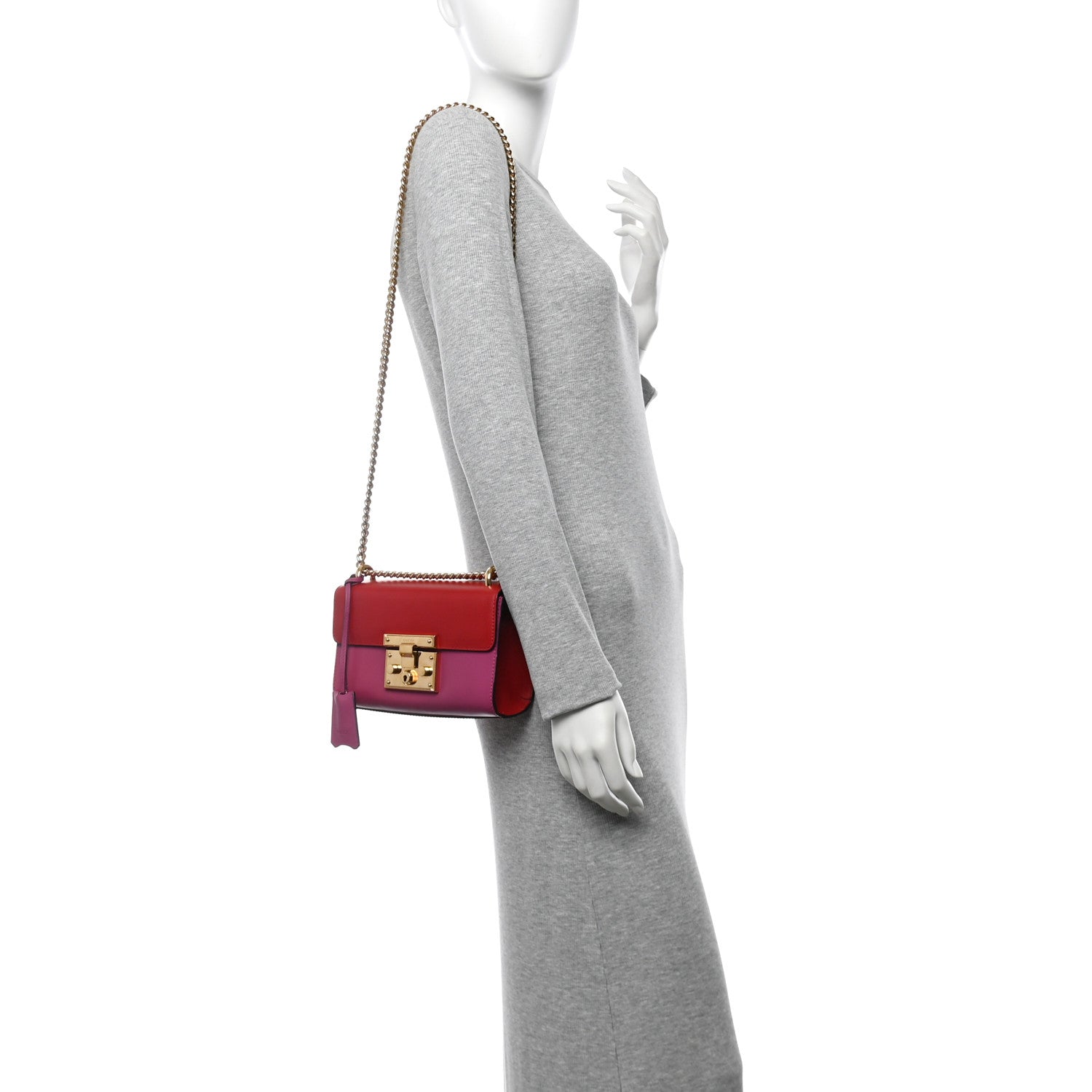 Calfskin Small Padlock Shoulder Bag New Rosette Hibiscus Red