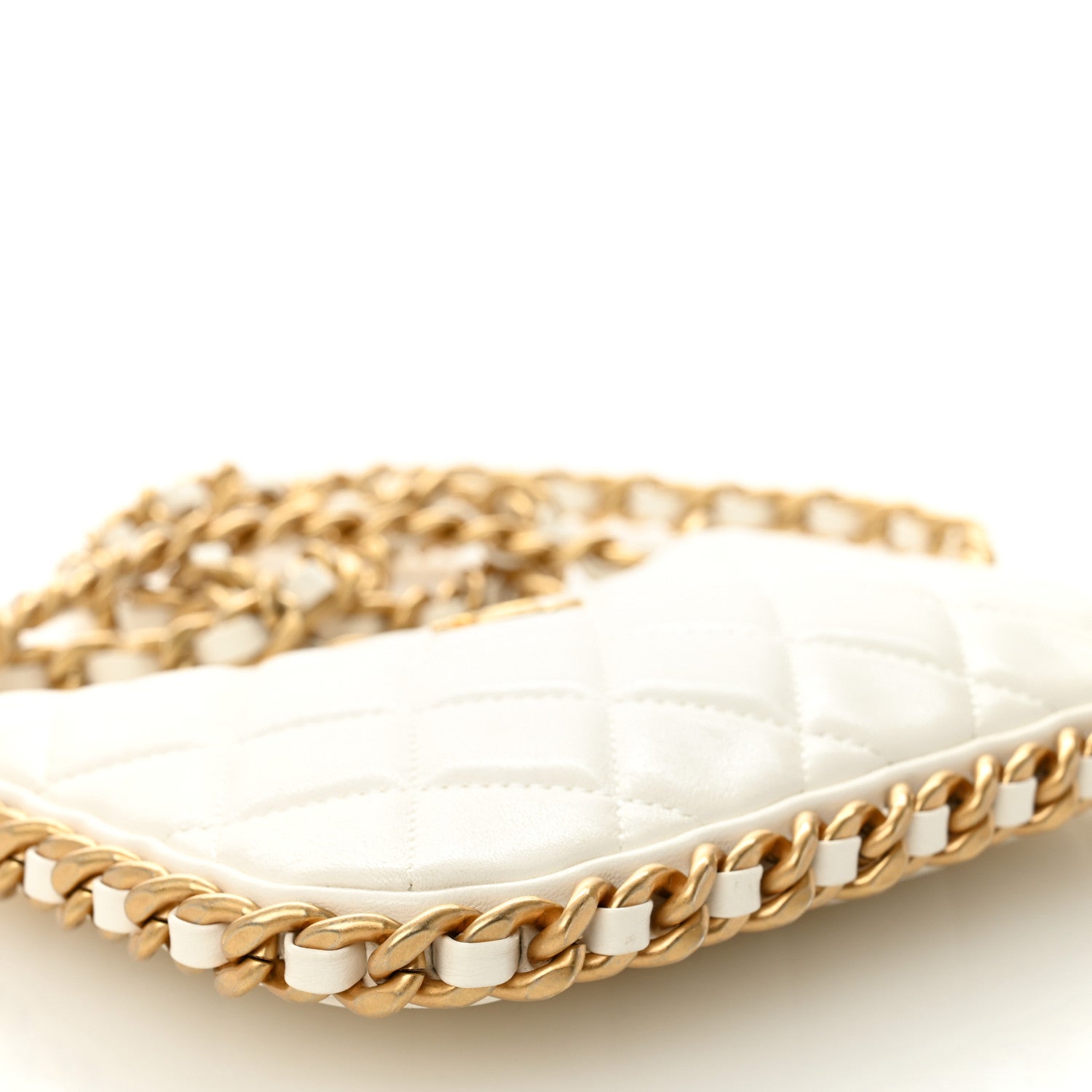 Lambskin Quilted Chain Around Top Handle Mini Bag White