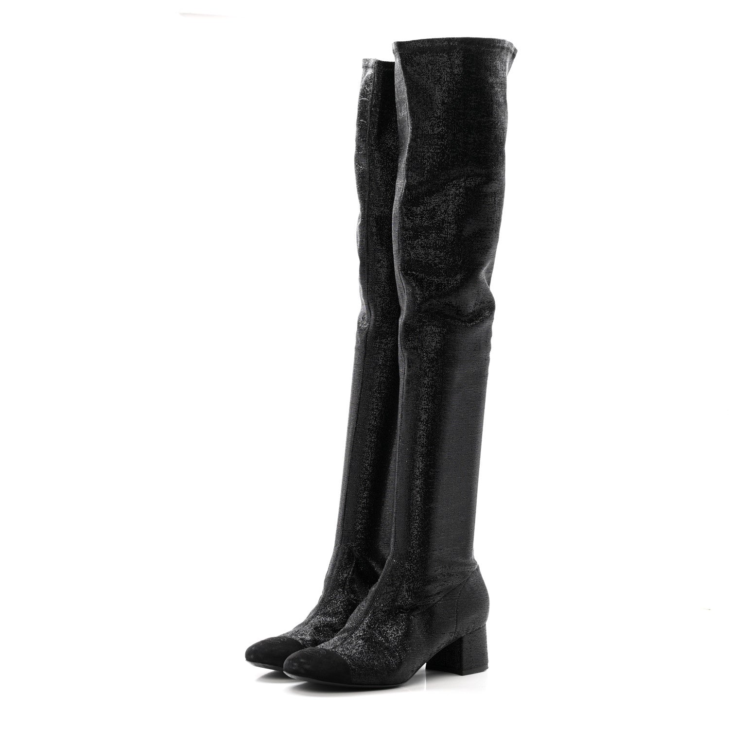 Glitter High Boots 37 Black