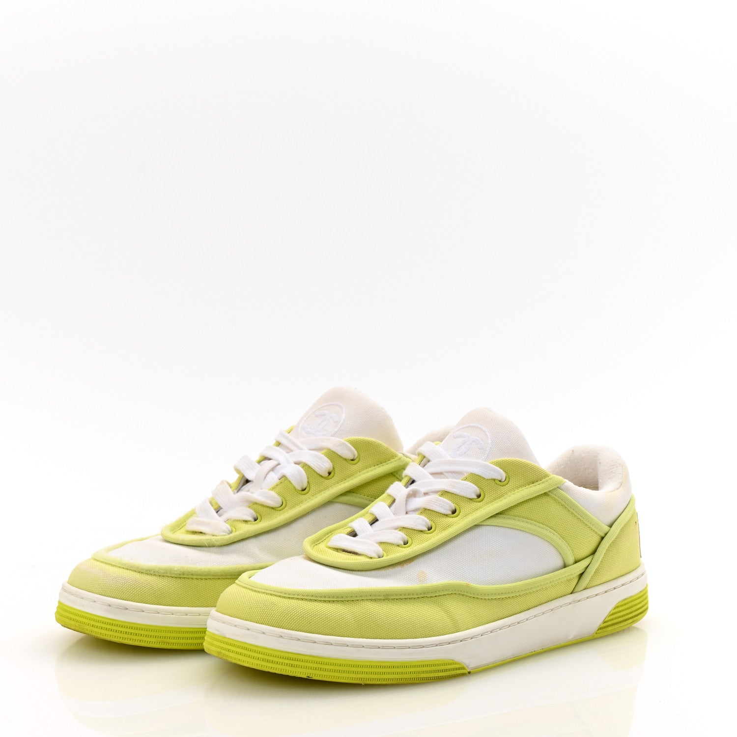 Fabric Womens Logo Sneakers 37 Yellow White