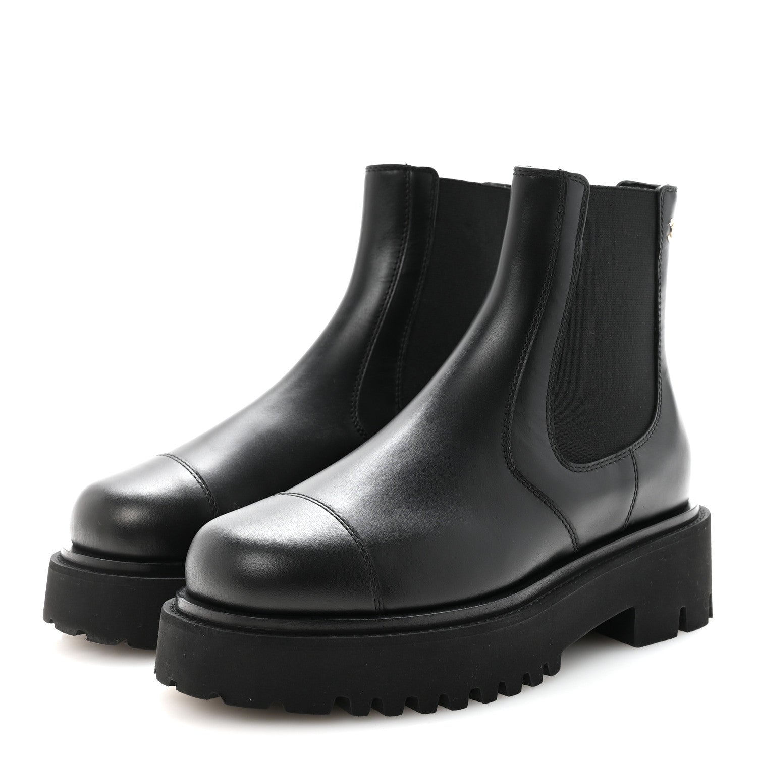 Calfskin Cap Toe CC Short Boots 36 Black