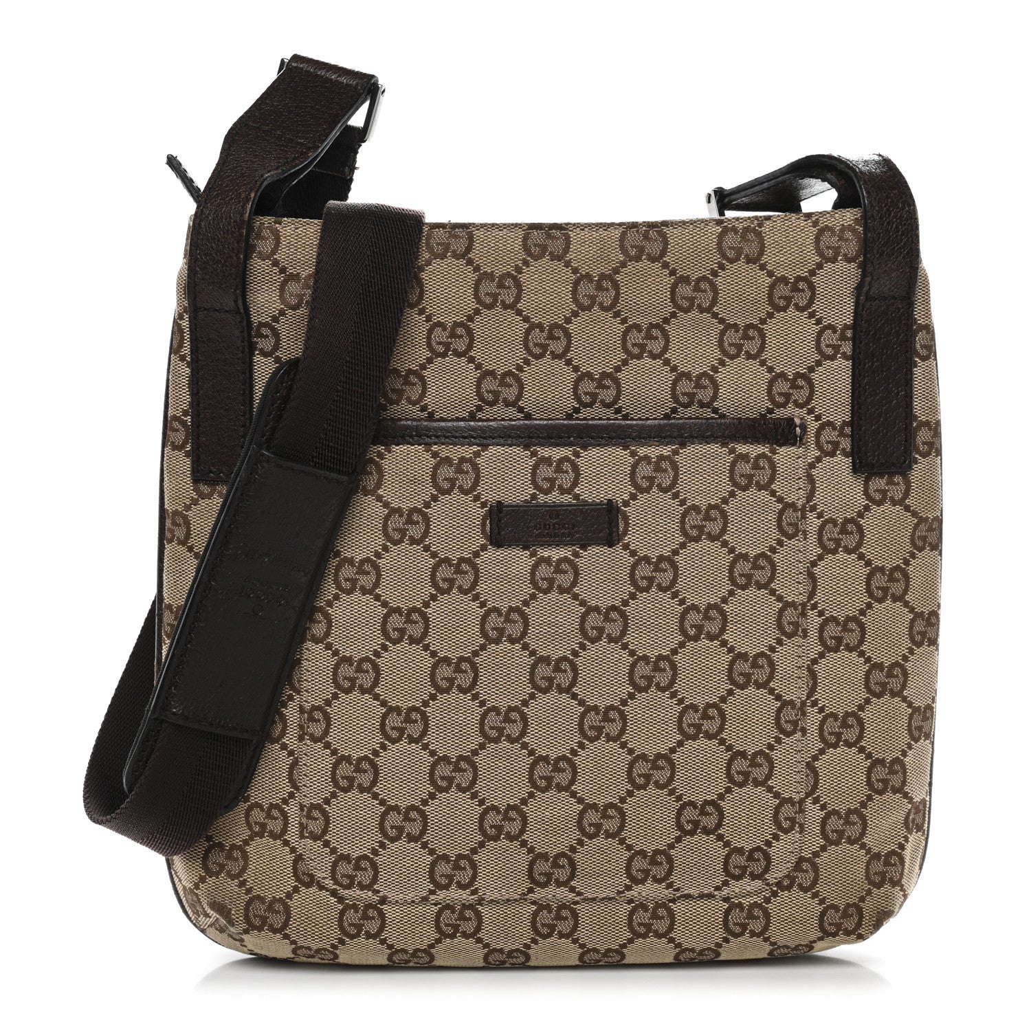 Monogram Flat Messenger Bag Dark Brown