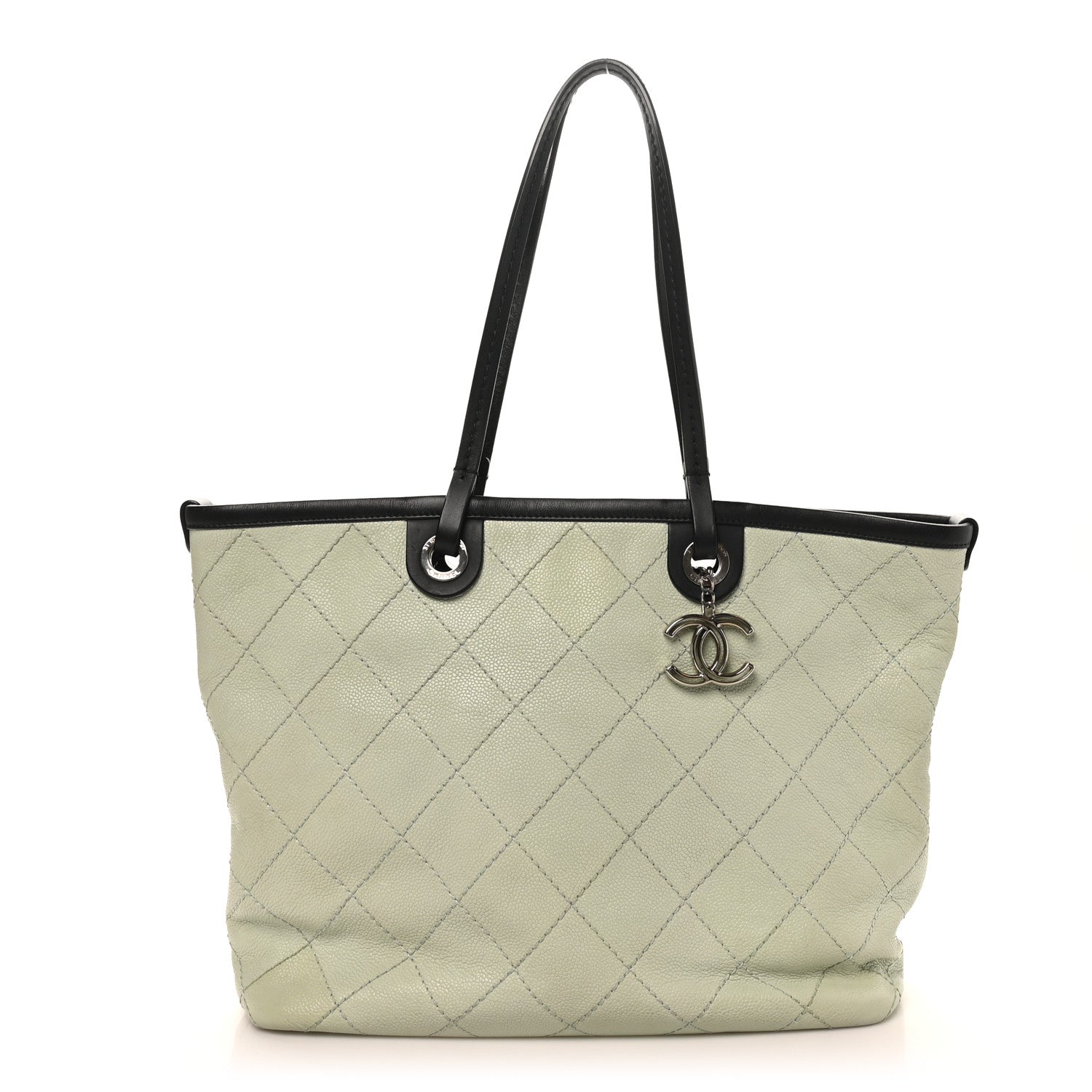 Grained Calfskin Shopping Fever Tote Green