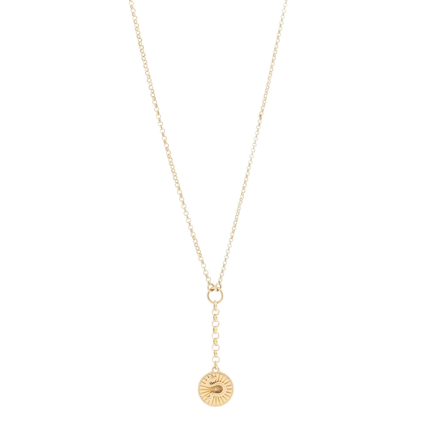 18K Yellow Gold Diamond Wholeness Small Mixed Belcher Chain Necklace