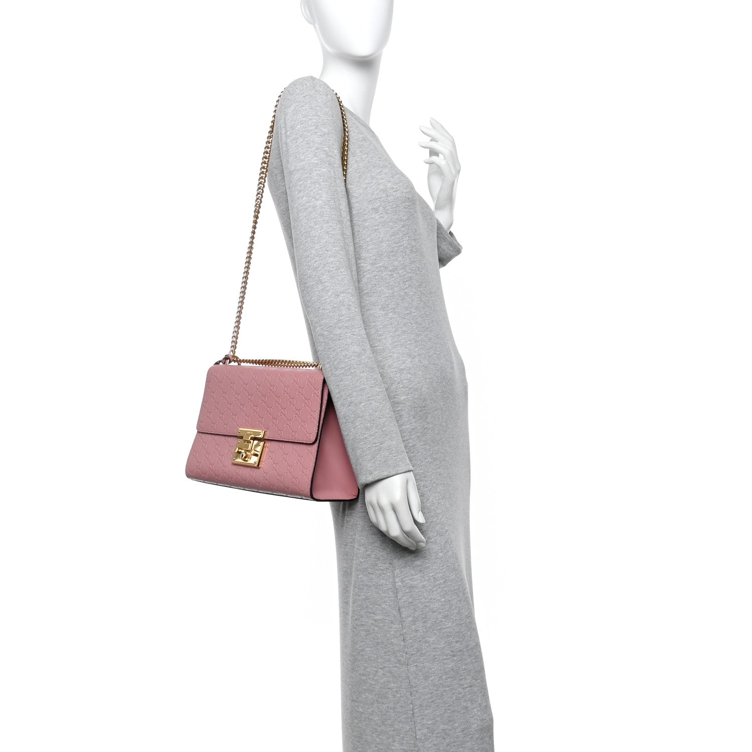 Guccissima Signature Medium Padlock Shoulder Bag Rose Baby Candy