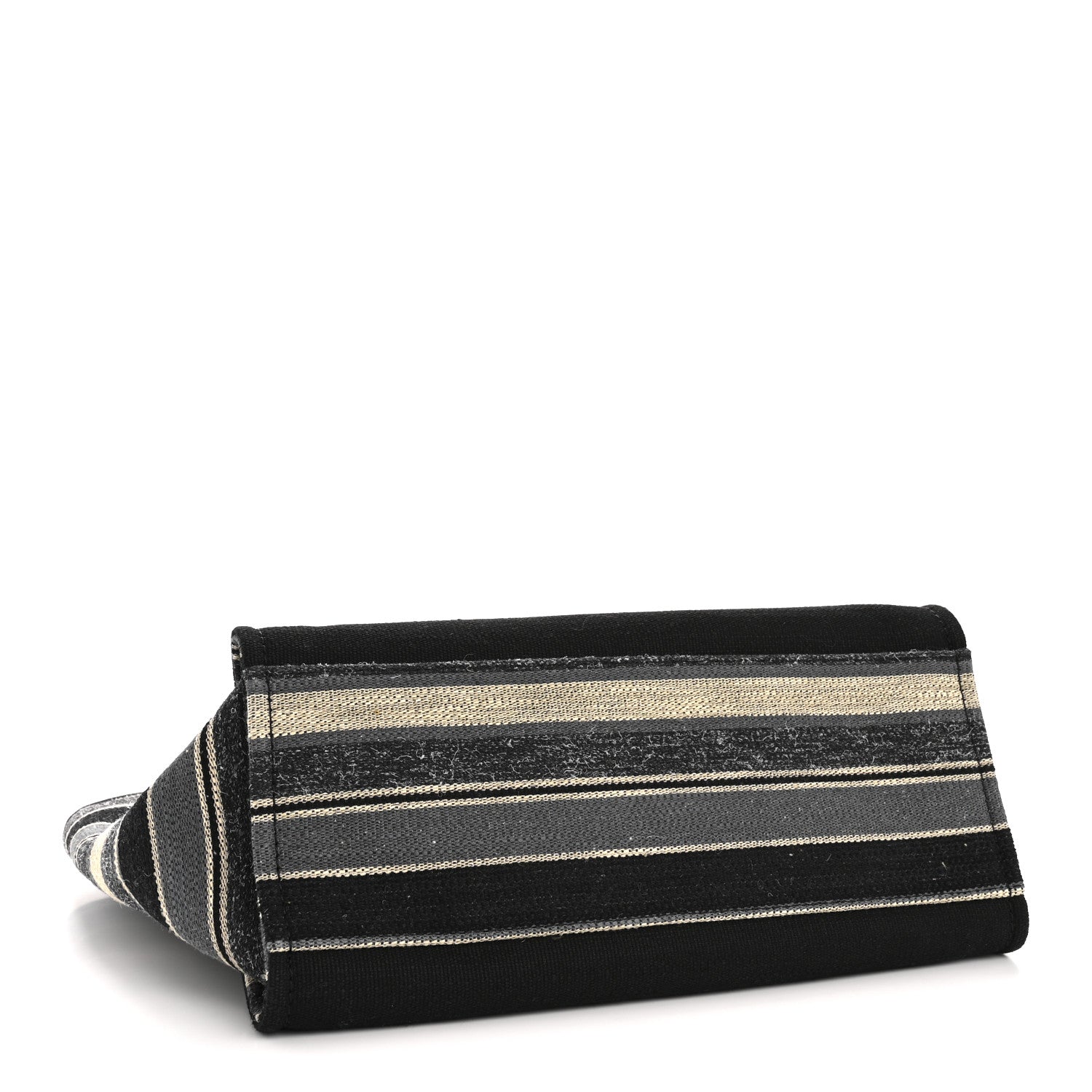 Striped Canvas Medium Deauville Tote Grey Black