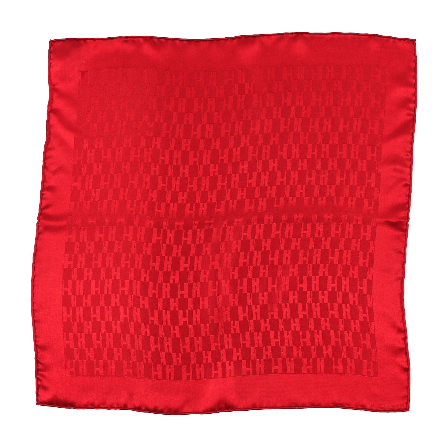 Silk Faconnee Grand H Pocket Square Scarf 45 Rouge