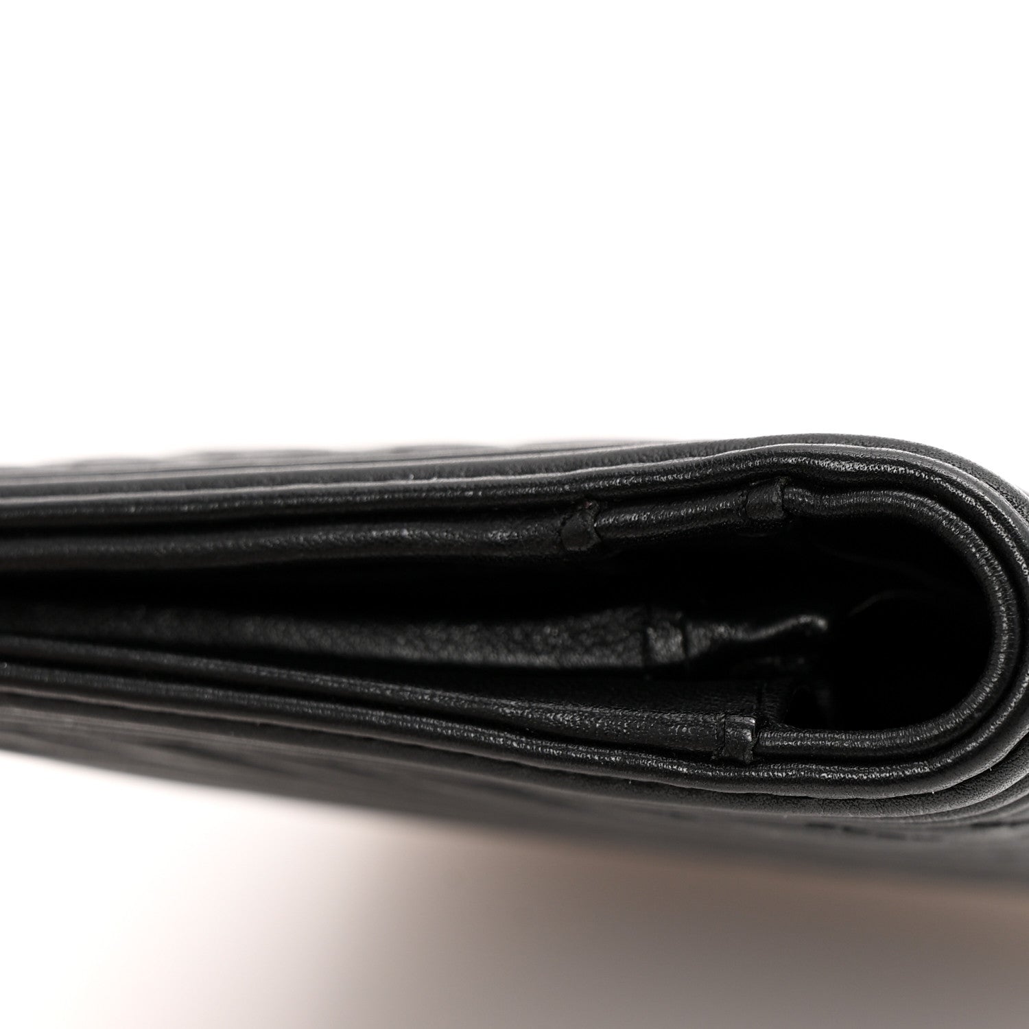 Calfskin Chevron Quilted Boy Yen Wallet Black