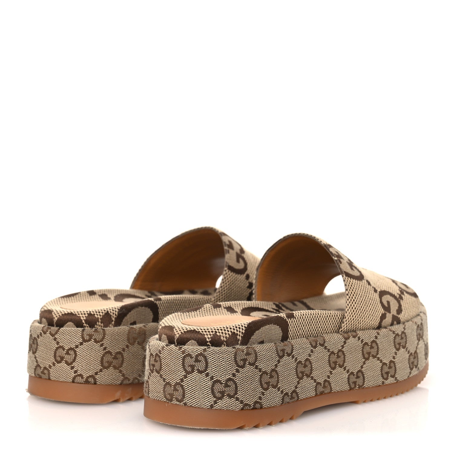 Monogram Maxi GG Angelina Platform 55mm Slide Sandals 36 Camel Ebony