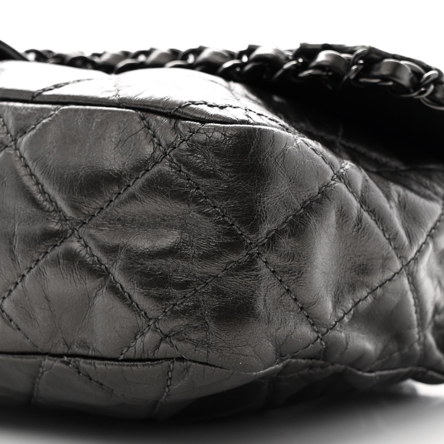 Metallic Calfskin Quilted Medium Chain Me Flap Grey